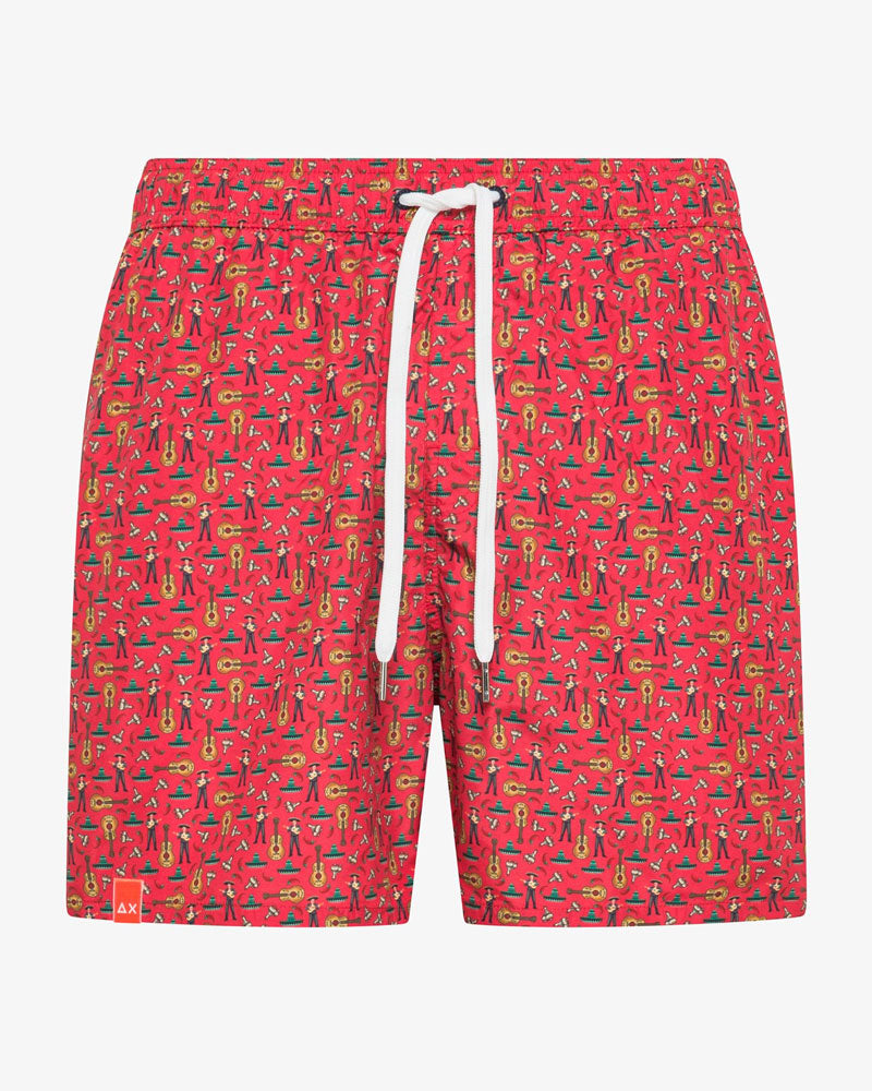 Sun68 Boxer Mare con Stampa Colore Rosso