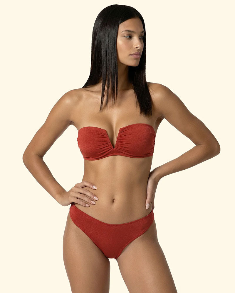 F**k Bikini Fascia a V con Ferretto e Slip Americano Colore Ruggine