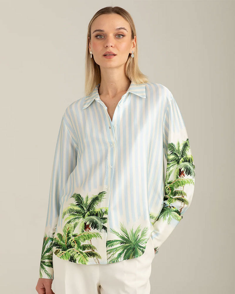 Fred Mello Camicia con Stampa Colore Sky