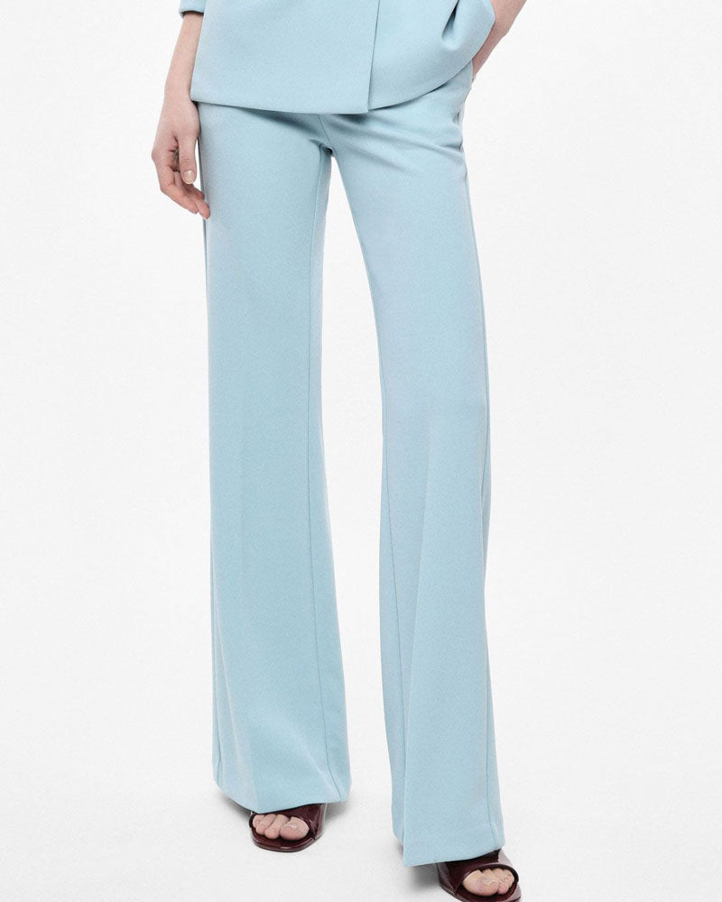 Imperial Pantaloni Flare Sartoriali Vita Alta Pinces Colore Sky