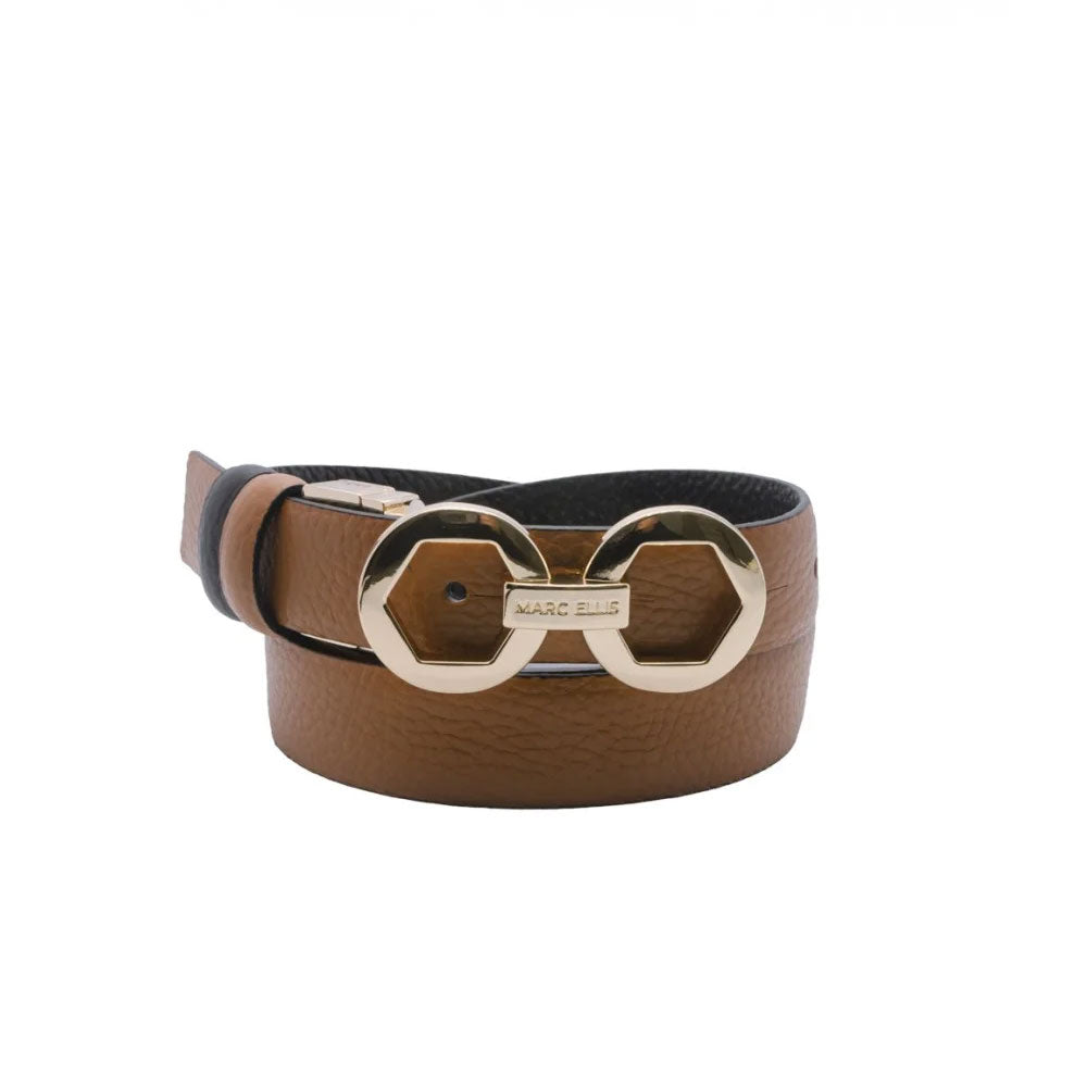 Marc Ellis Cintura con Logo Reversibile Colore Tan