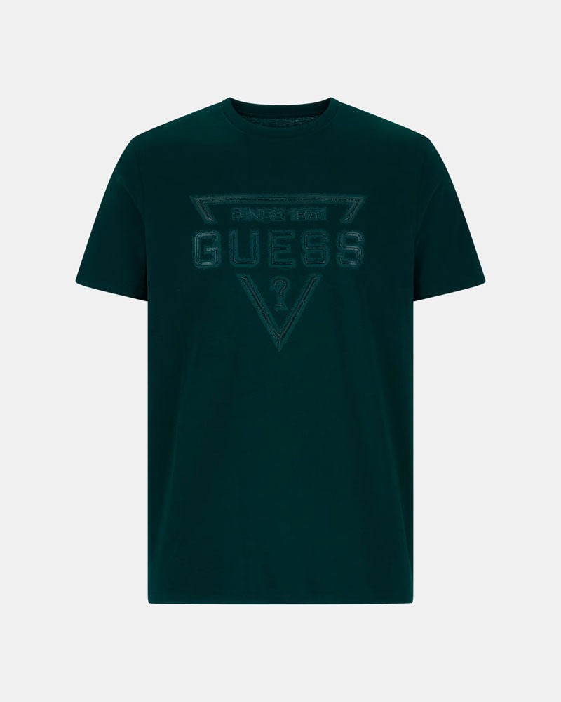 Guess T-Shirt con Logo Triangolare Colore Verde