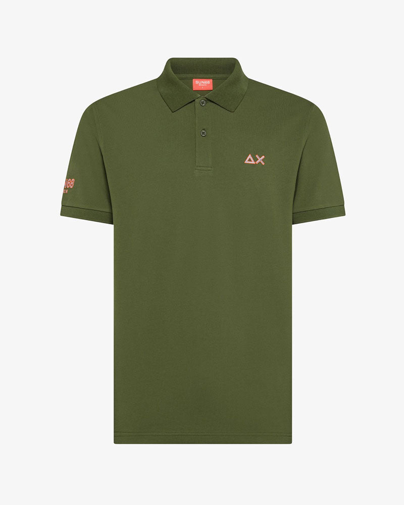 Sun68 Polo con Sottocollo a Contrasto Colore Verde