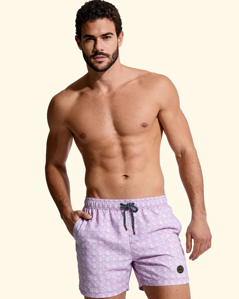 F**k Shorts Mare con Fantasia e Logo Colore Viola