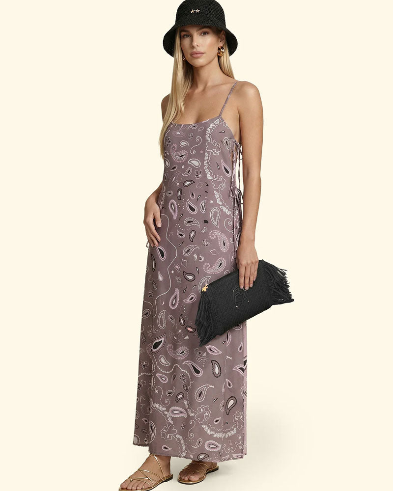 F**k Vestito Pareo Lungo con Fantasia Colore Glicine