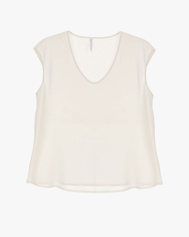 Imperial Top senza Maniche Scollo a V Vestibilità Fluida Colore Zinco