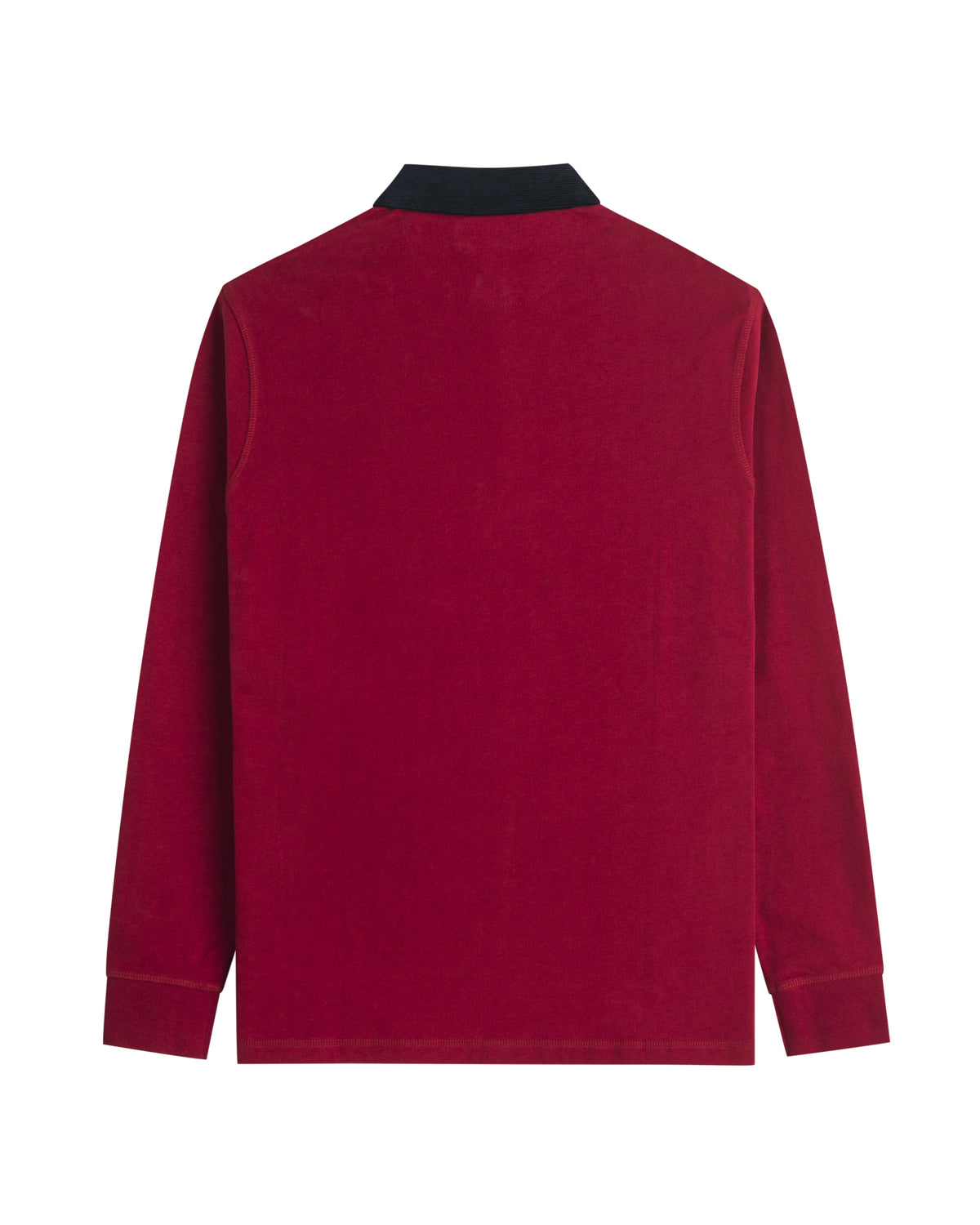 MCS Polo Uomo a Maniche Lunghe con Colletto a Contrasto Colore Rosso Bordeaux