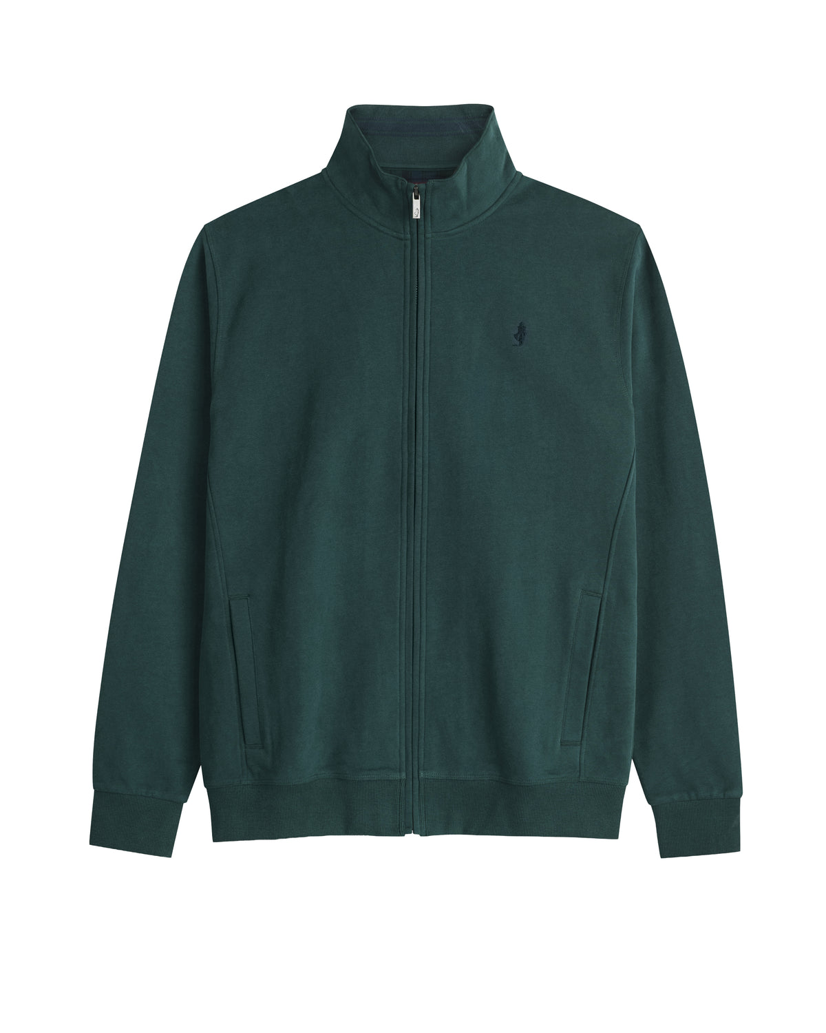 MCS Felpa Uomo Full Zip con Collo Alto Colore Verde Petrolio