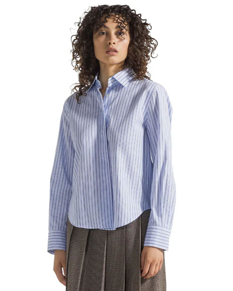 1970 Camicia in cotone a righe Colore Azzurro