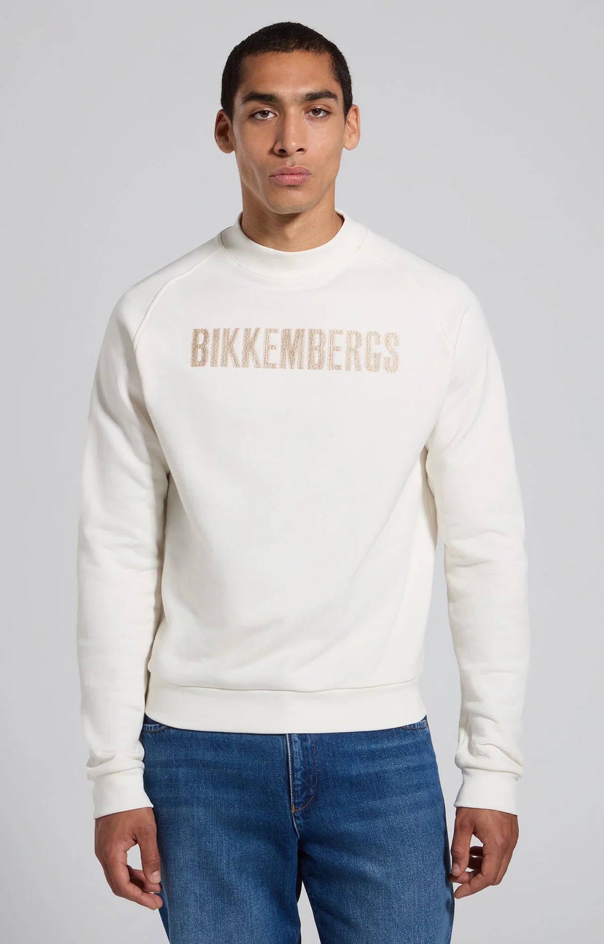 Bikkembergs Felpa Girocollo con Logo Colore Bianco Panna