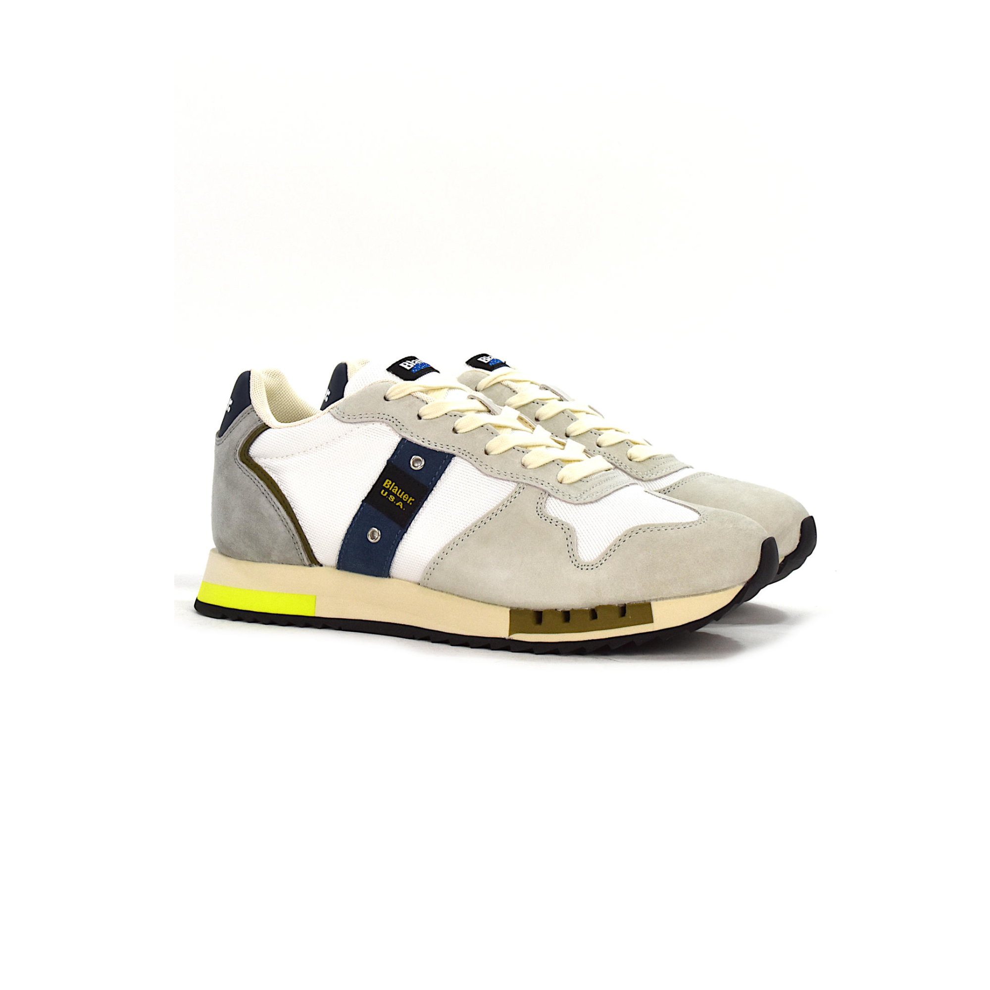 Blauer Sneakers QUEENS01 NUB WHITE-BEIGE