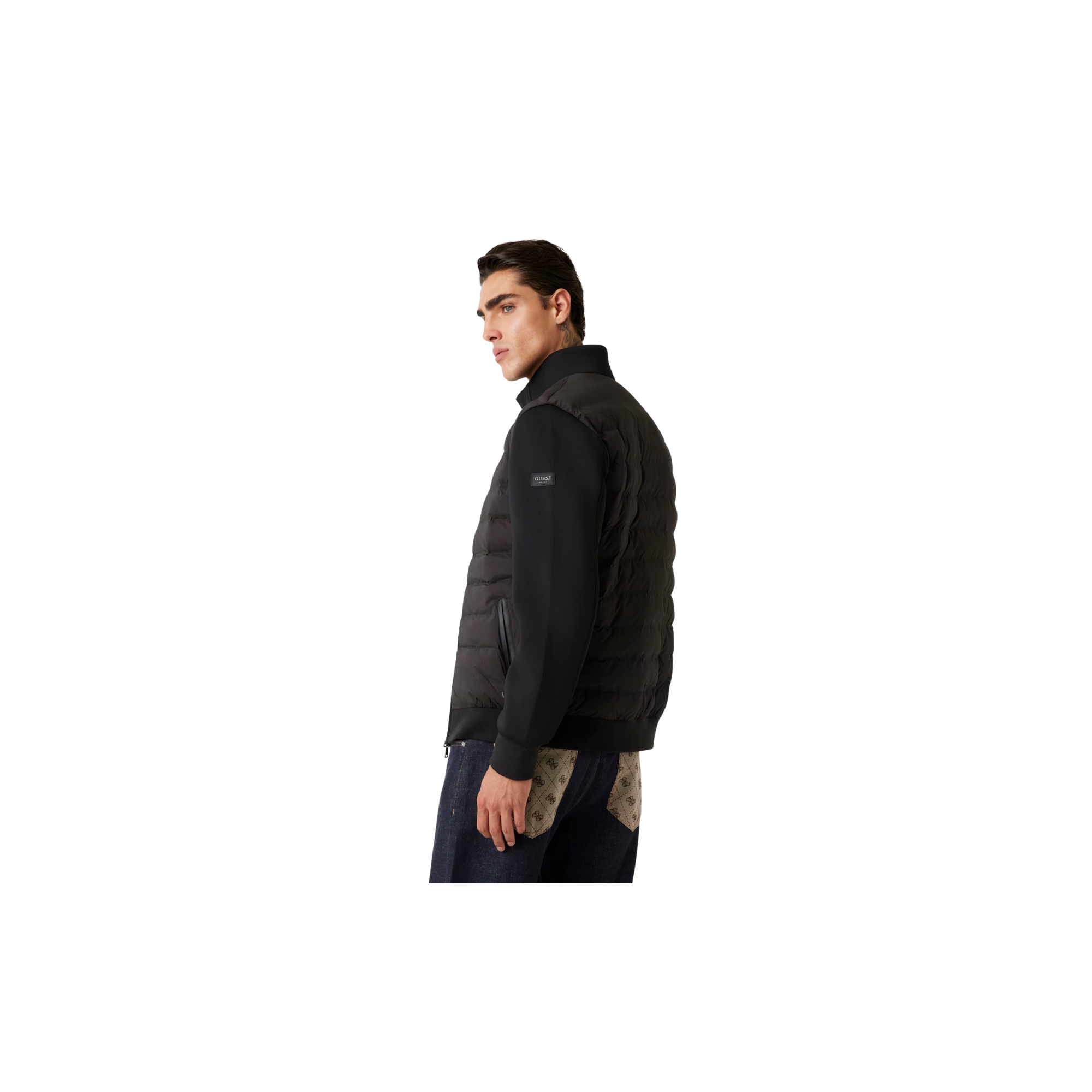 Guess Piumino in scuba tech stretch Nero