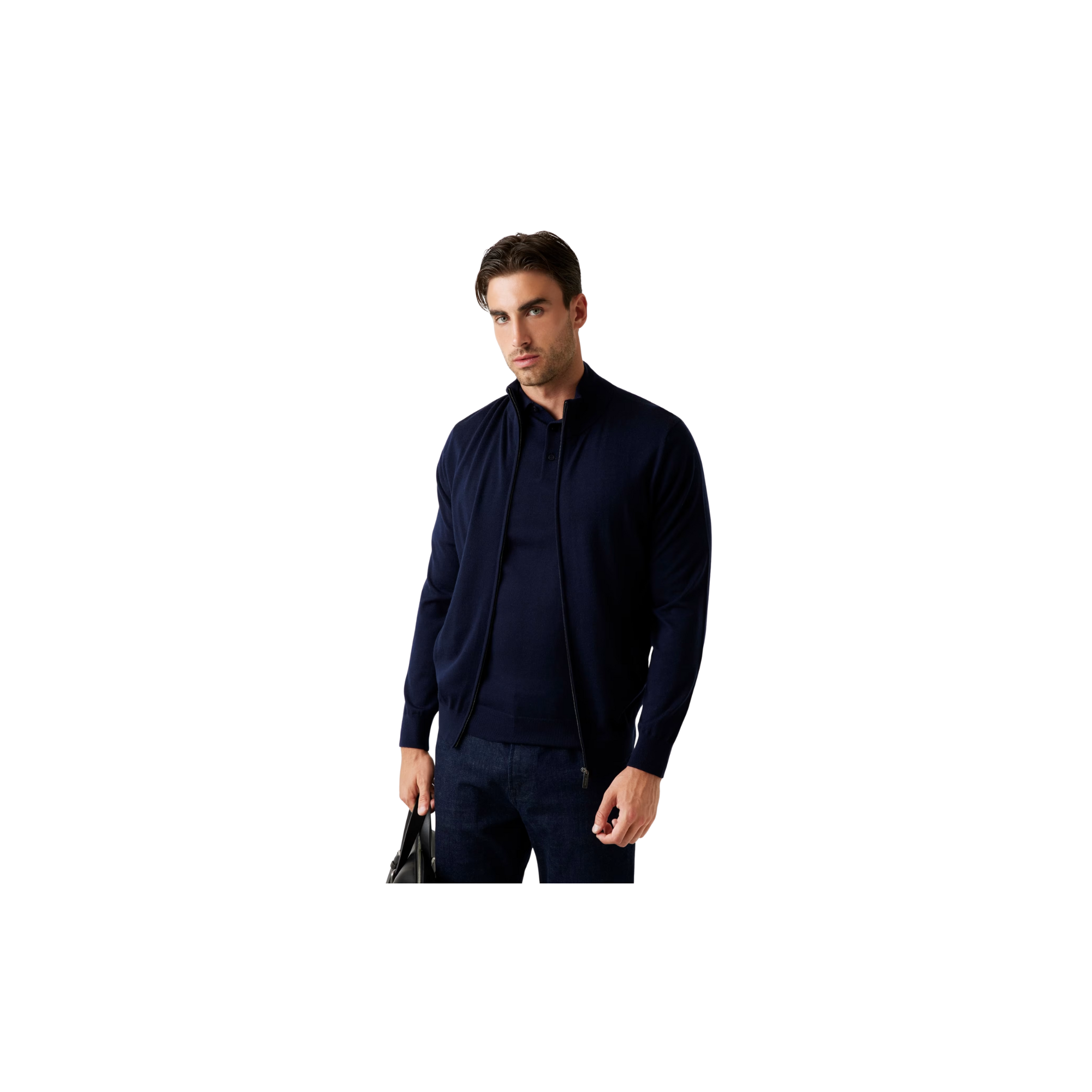 Guess Cardigan con zip in lana Blu Scuro