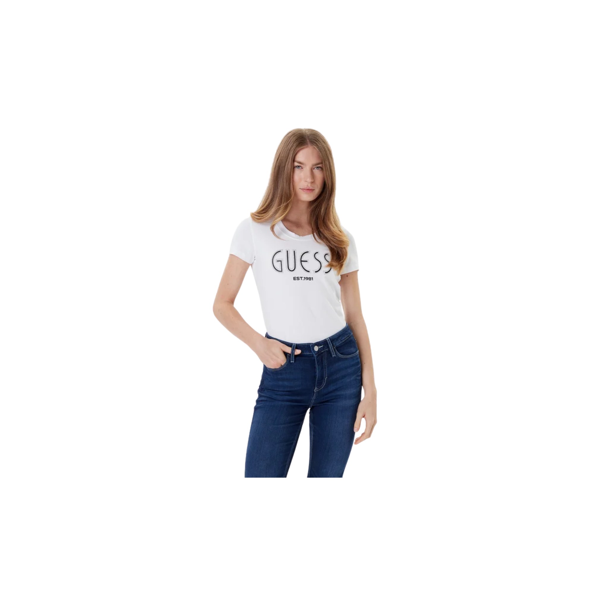 Guess T-shirt logo strass Bianco