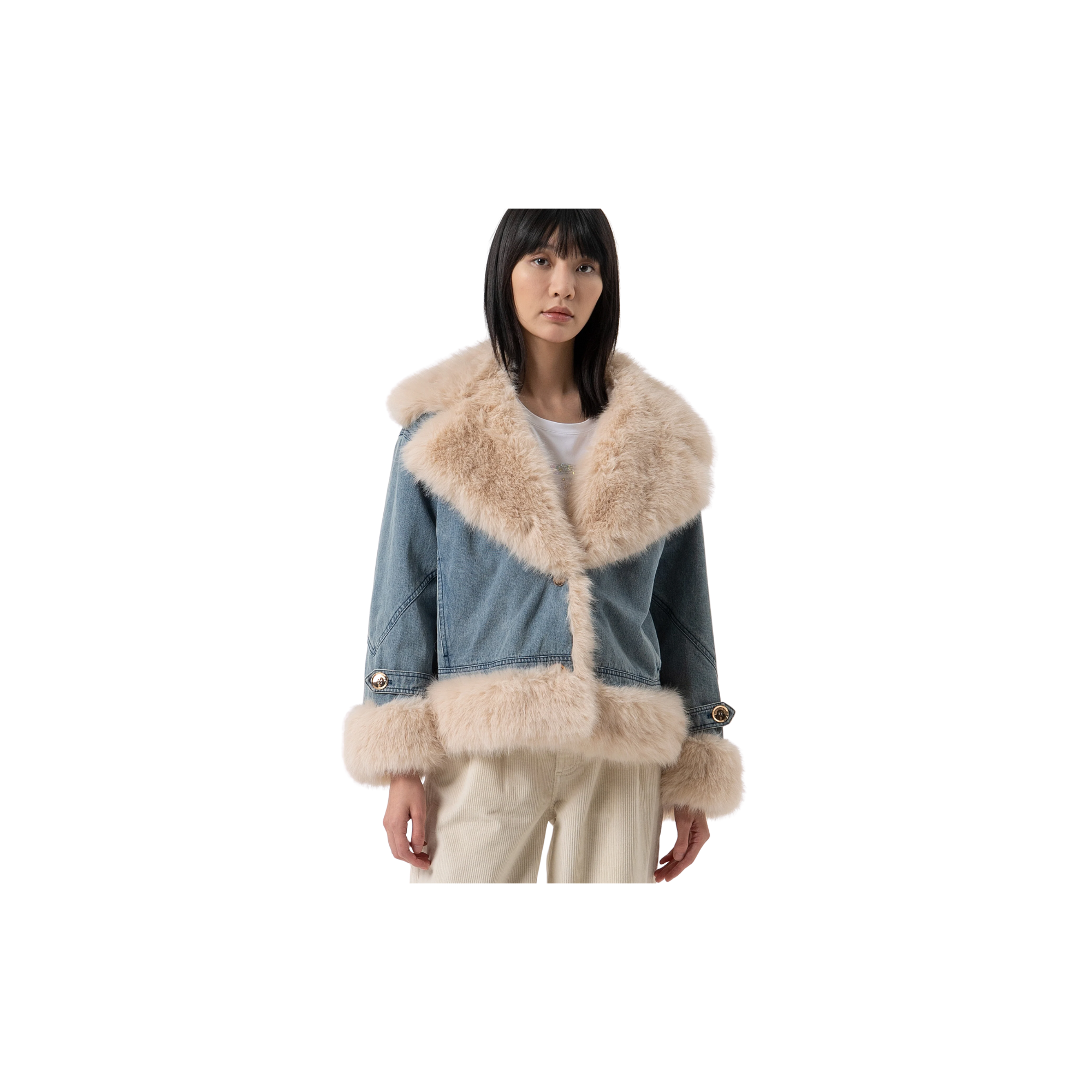 Fracomina Giacca over modello biker in denim con l Denim