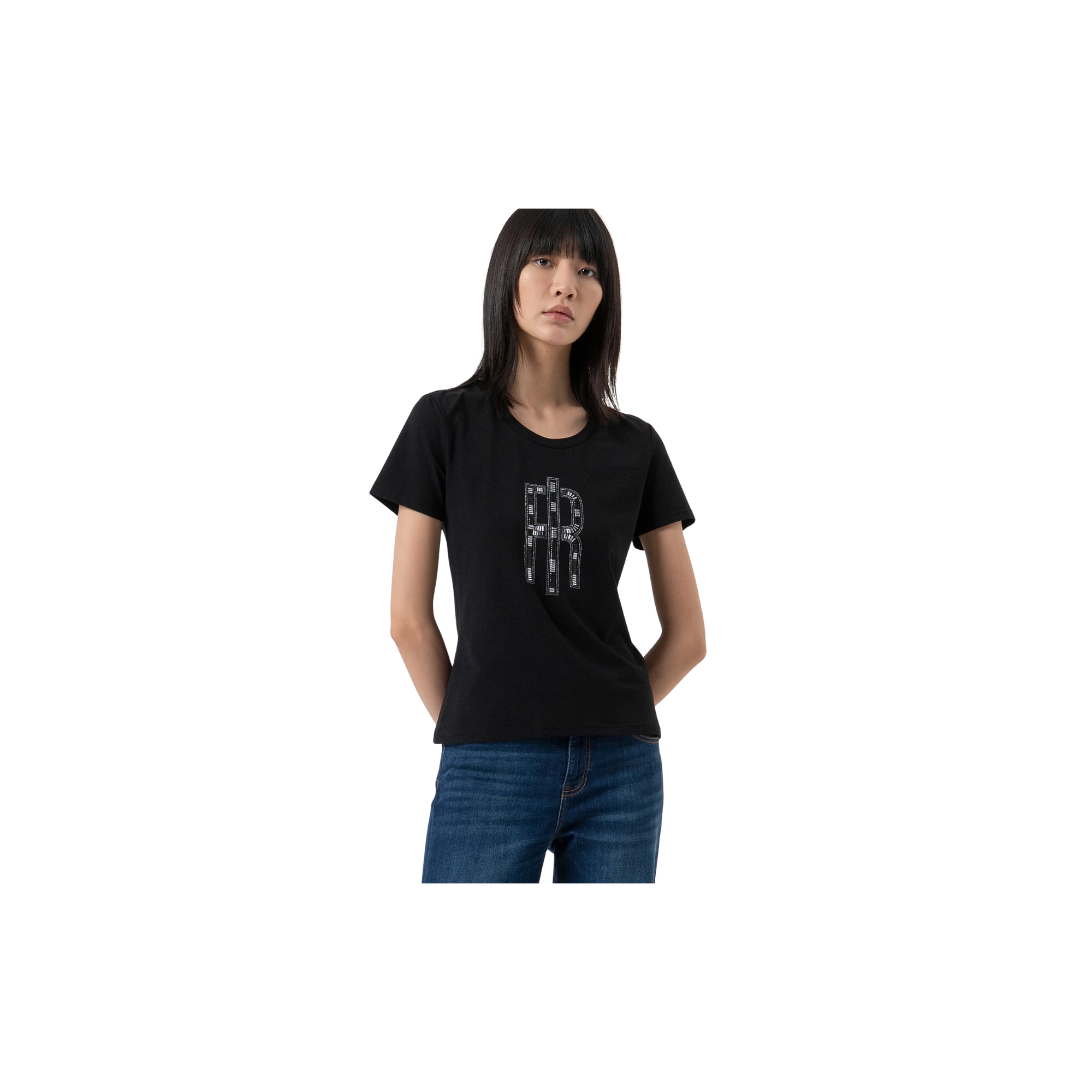 Fracomina T-shirt regular in jersey di cotone Nero
