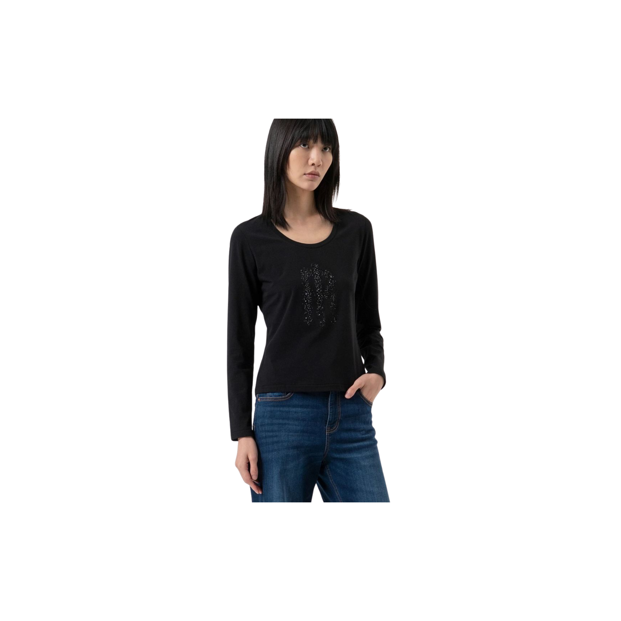 Fracomina T-shirt slim in jersey di cotone Nero