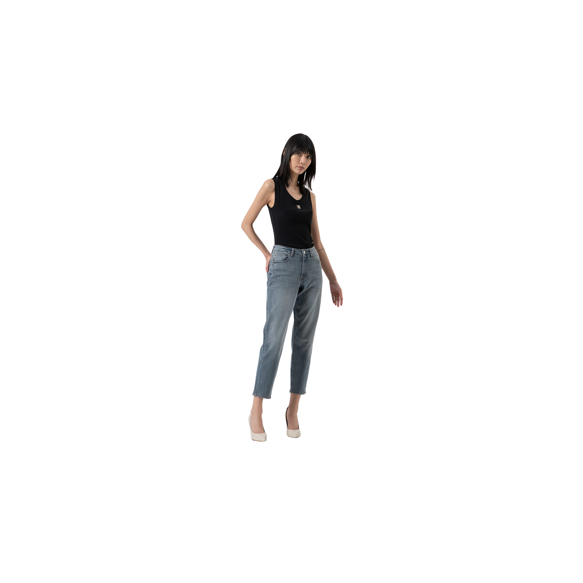 Fracomina Jeans carrot mom fit in denim blu grey c Grigio