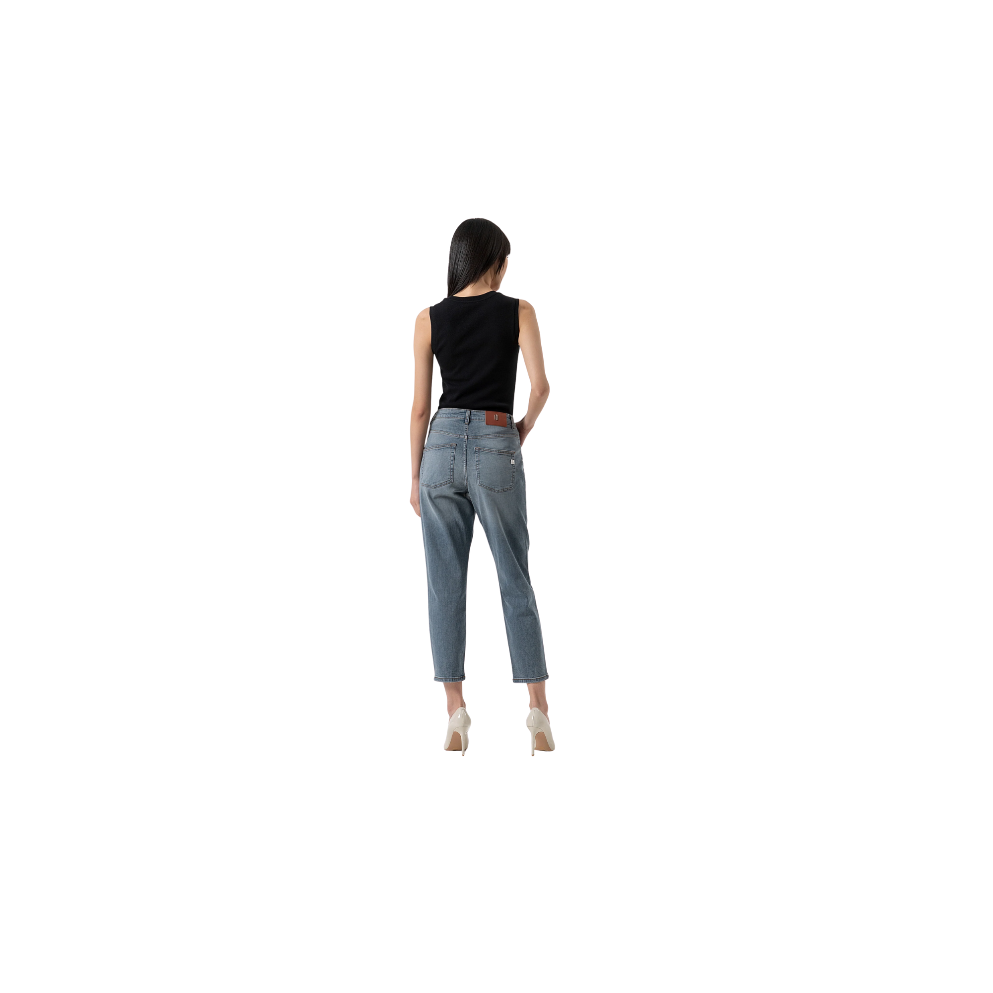 Fracomina Jeans carrot mom fit in denim blu grey c Grigio