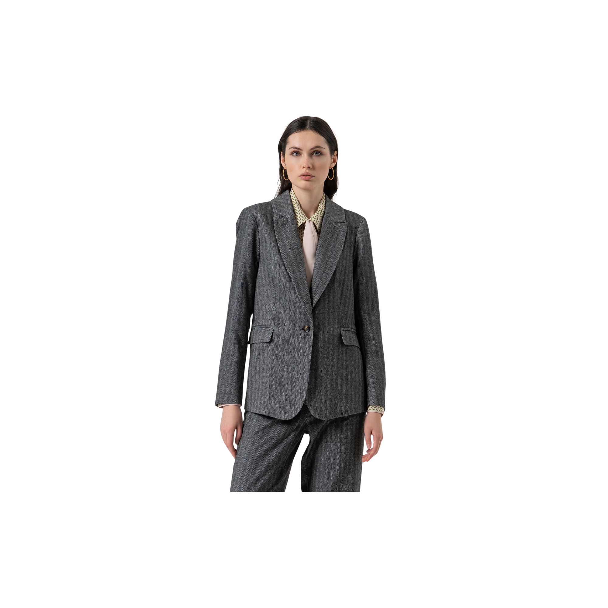Fracomina Blazer regular monopetto in fantasia spi Grigio