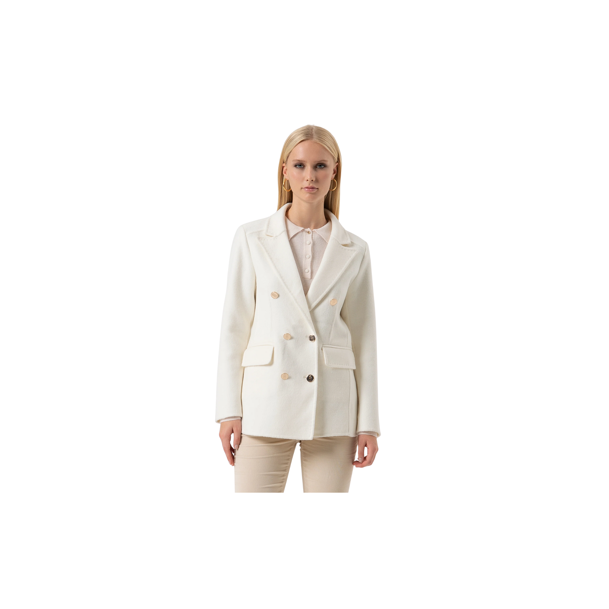 Fracomina Blazer regular doppiopetto con lana Bianco