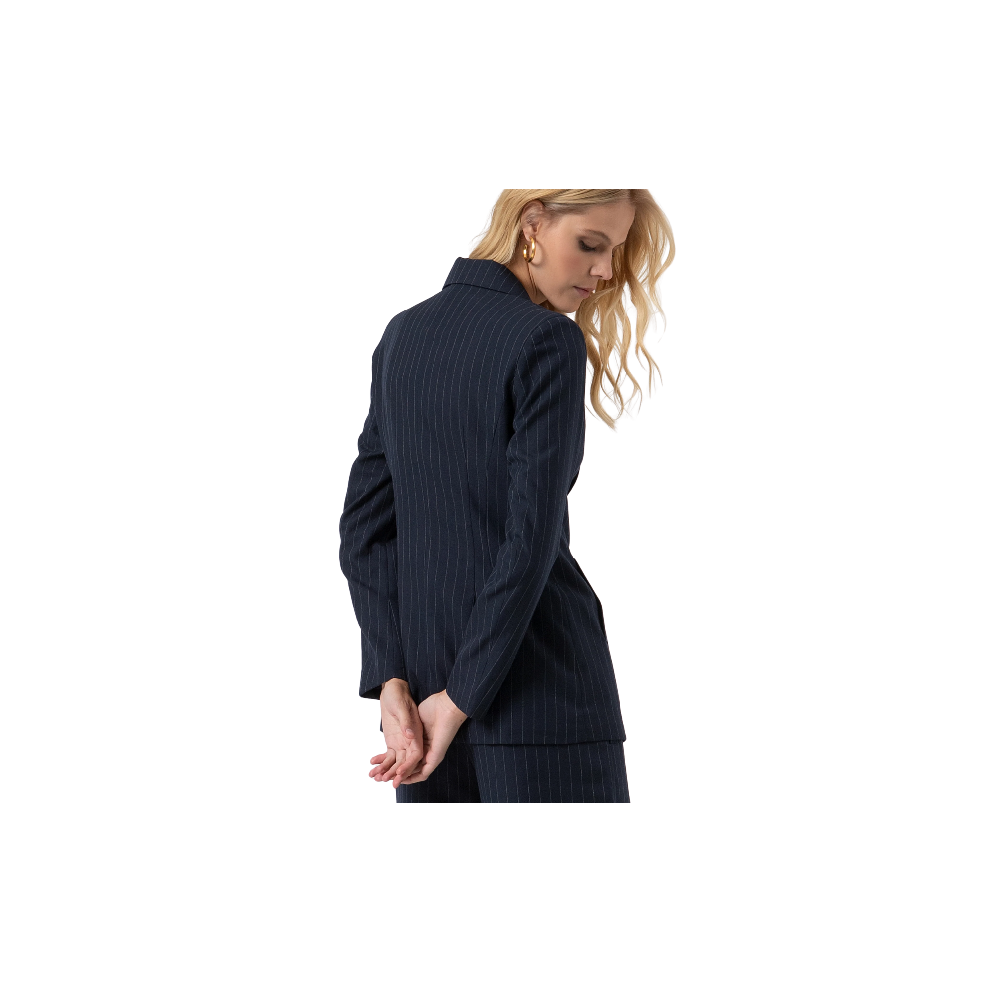 Fracomina Blazer regular lungo doppiopetto gessato Blu