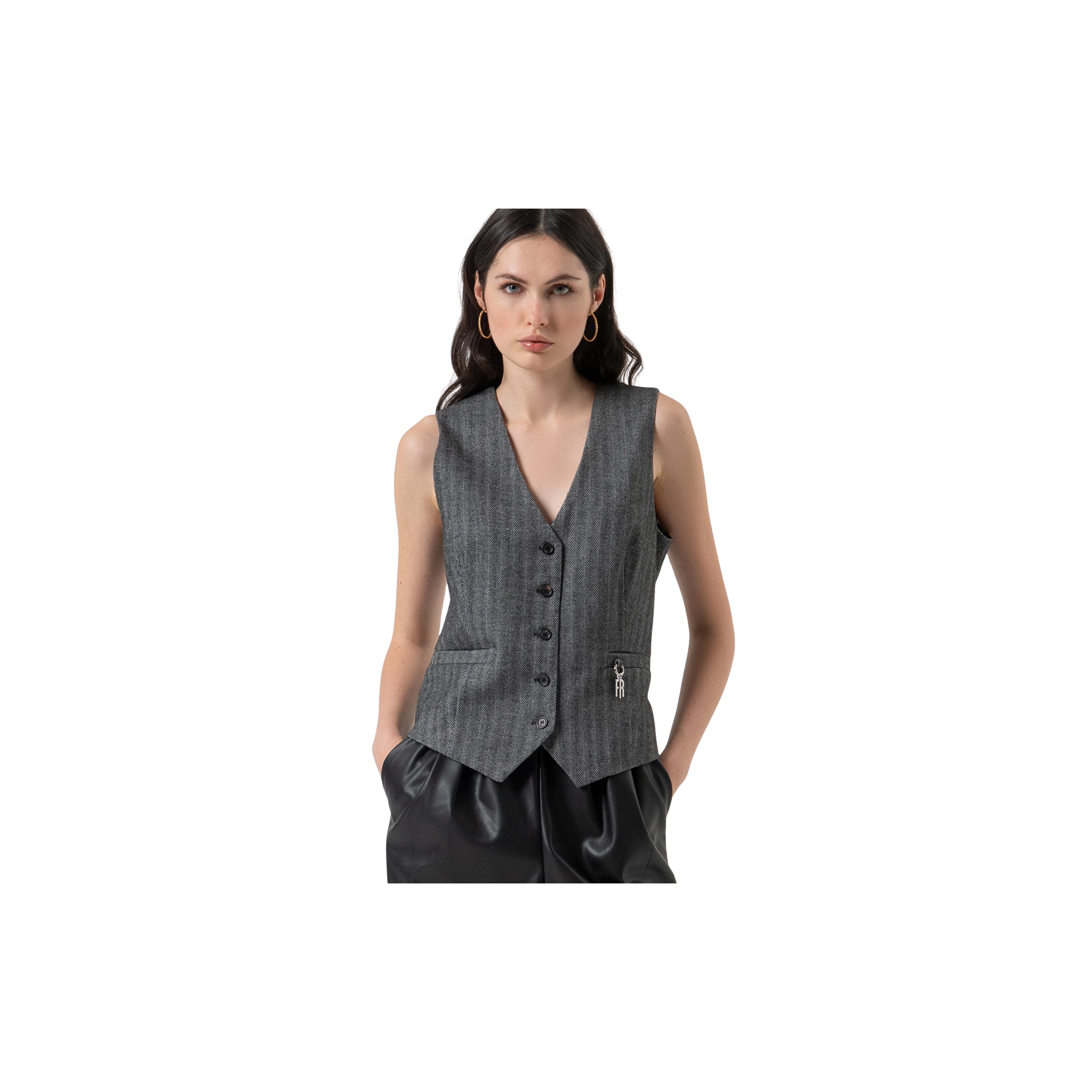 Fracomina Gilet regular in tessuto gessato Grigio