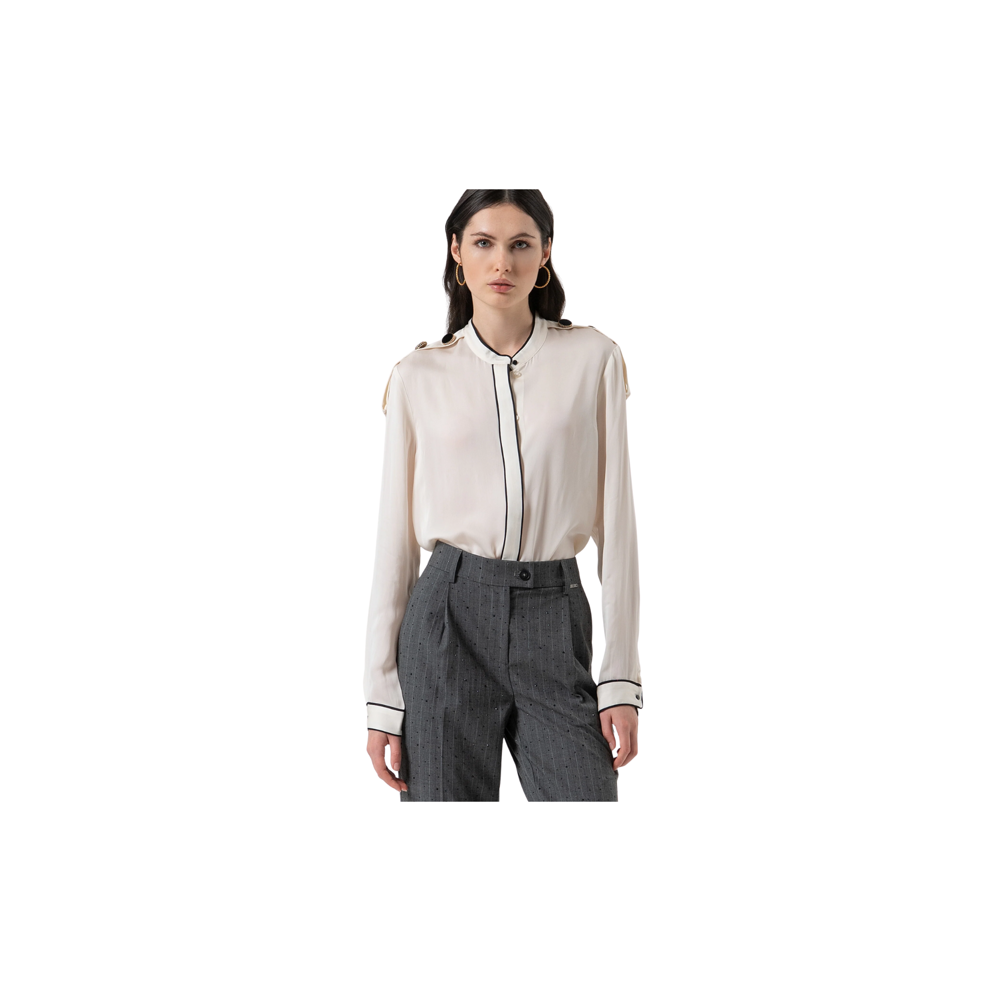 Fracomina Camicia regular con seta Crema