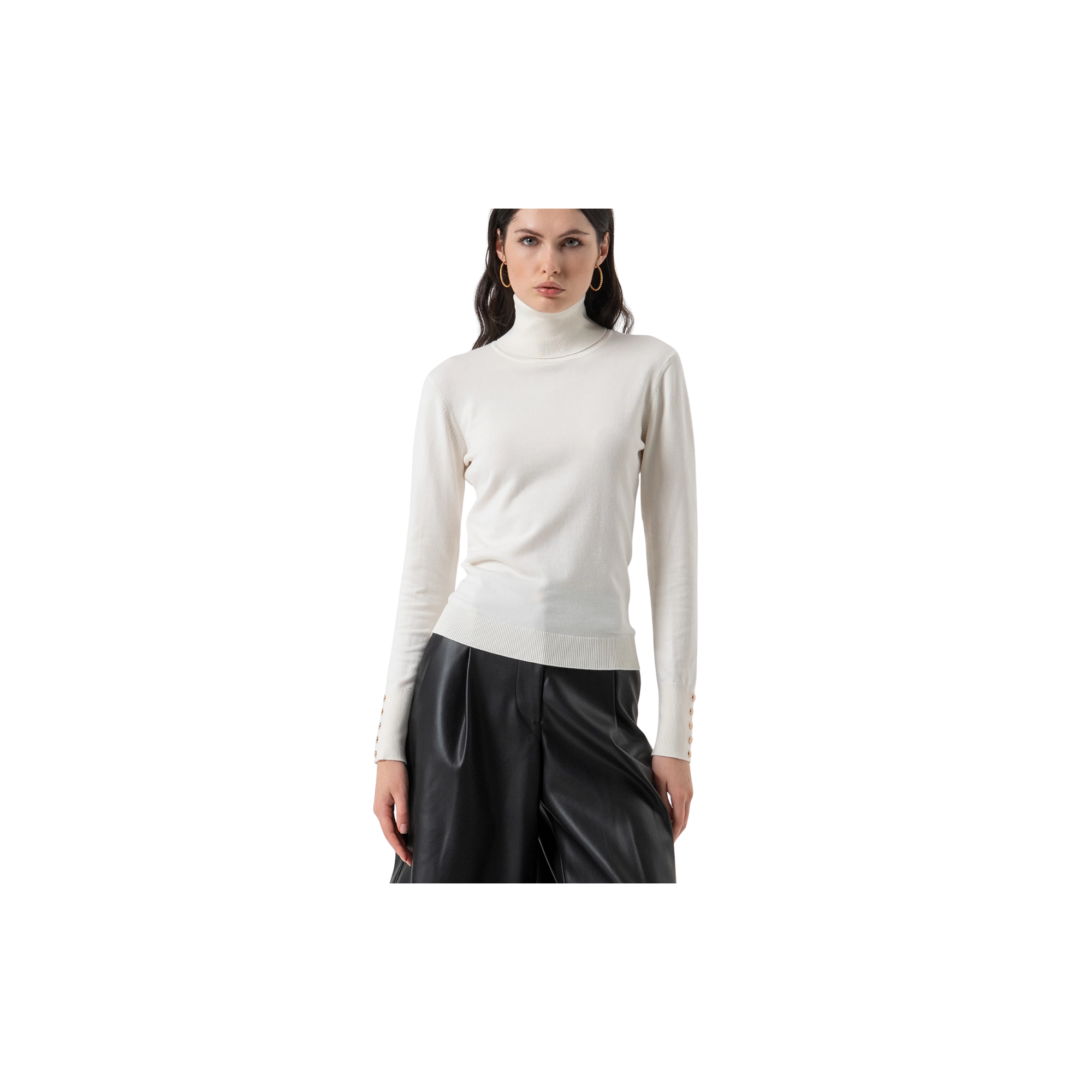 Fracomina Maglia regular con collo alto Crema