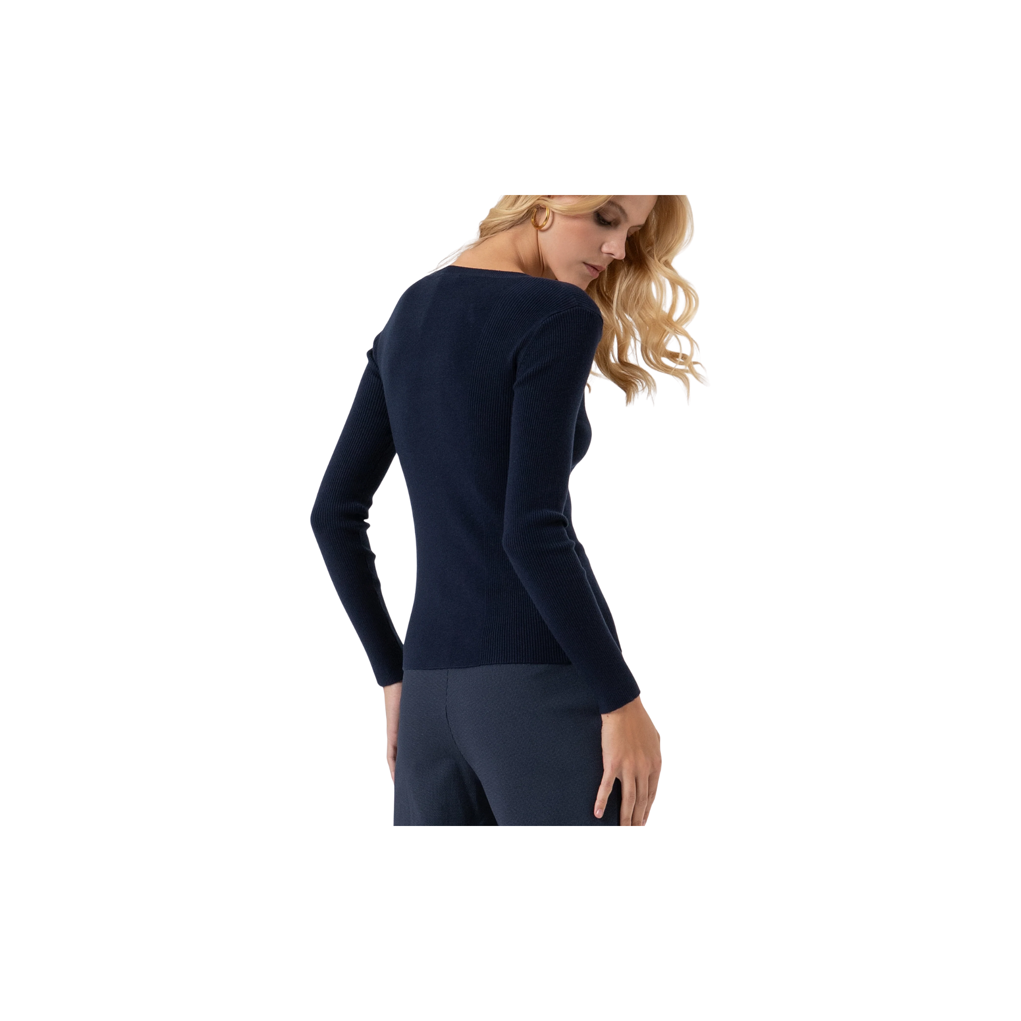 Fracomina Maglia slim a costine Blu