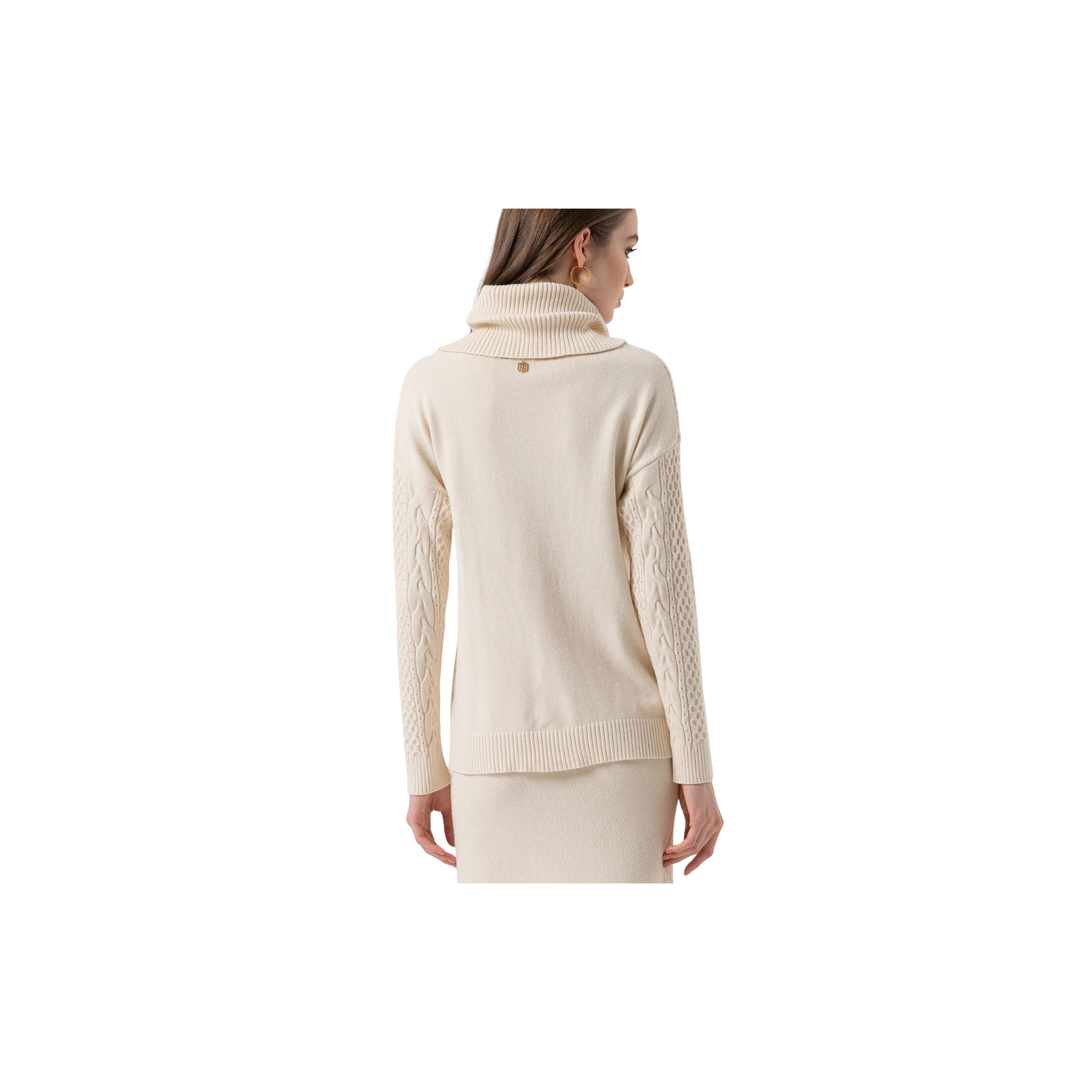 Fracomina Maglia loose fit con punto treccia Vaniglia