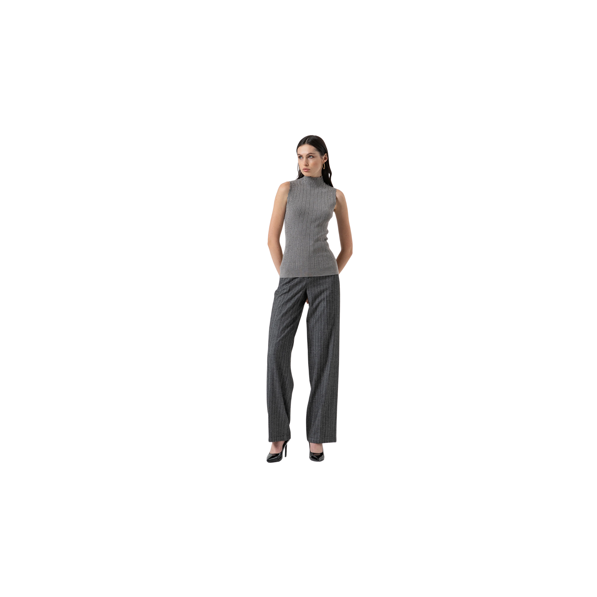 Fracomina Pantalone regular in fantasia spigata Grigio