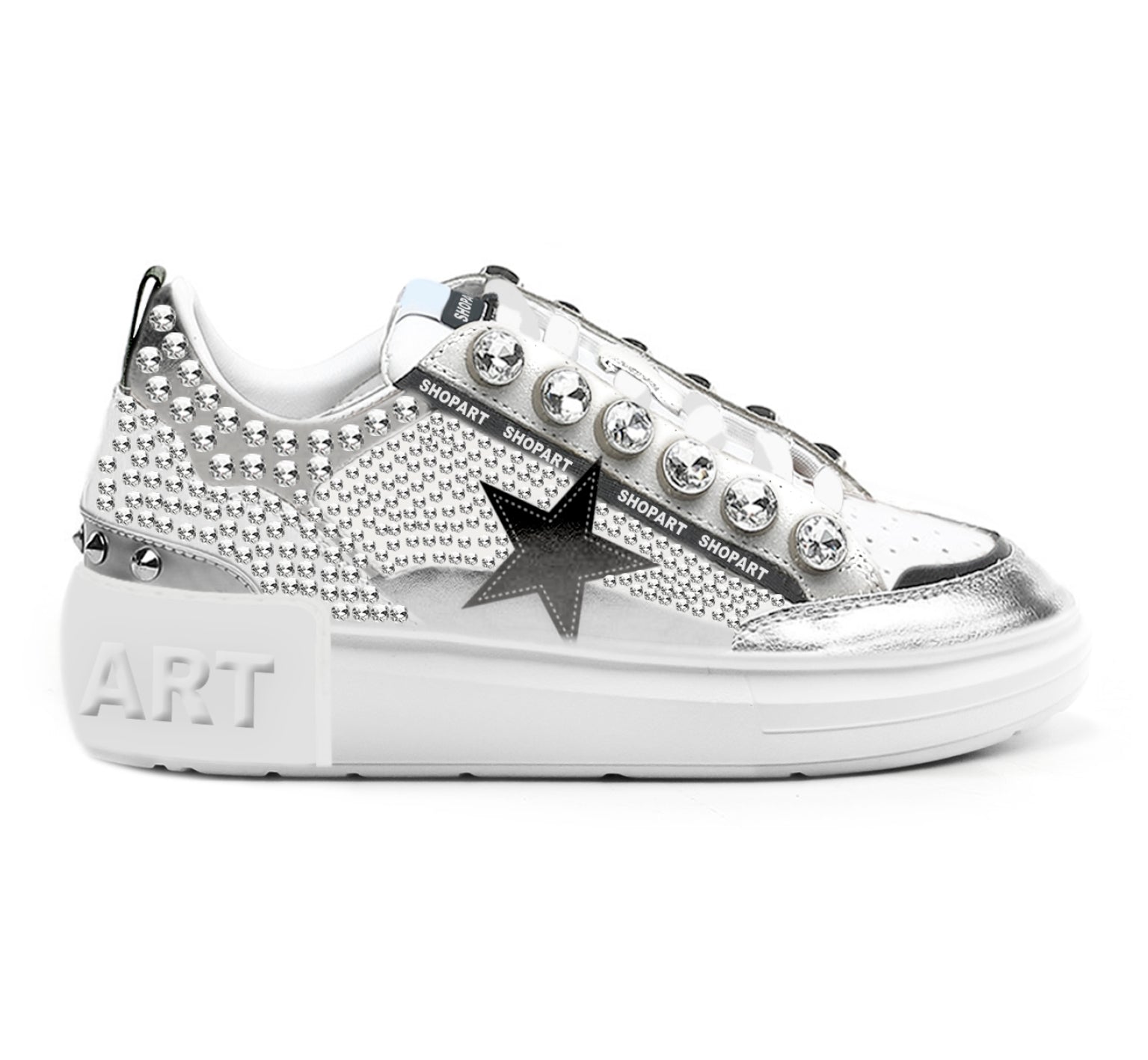 Shop Art Sneakers OFF WHITE-SILVER-NERO