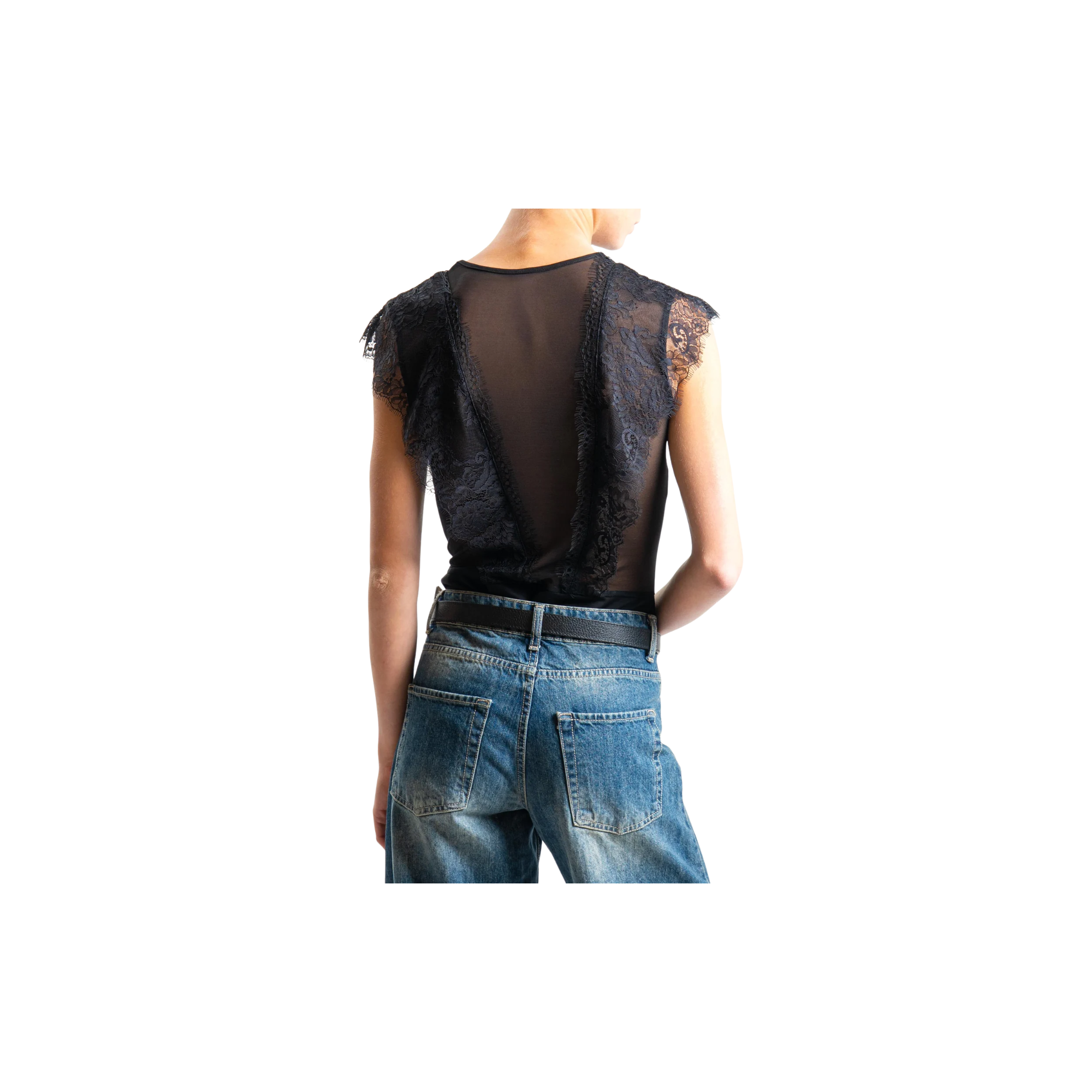 Imperial-Body doppio tessuto con pizzo  Nero