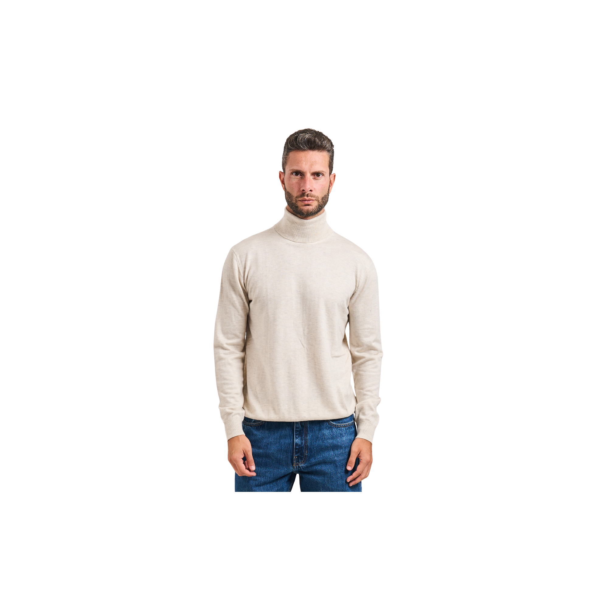 Guess Maglione Collo Alto In Misto Lana da Uomo Colore Panna