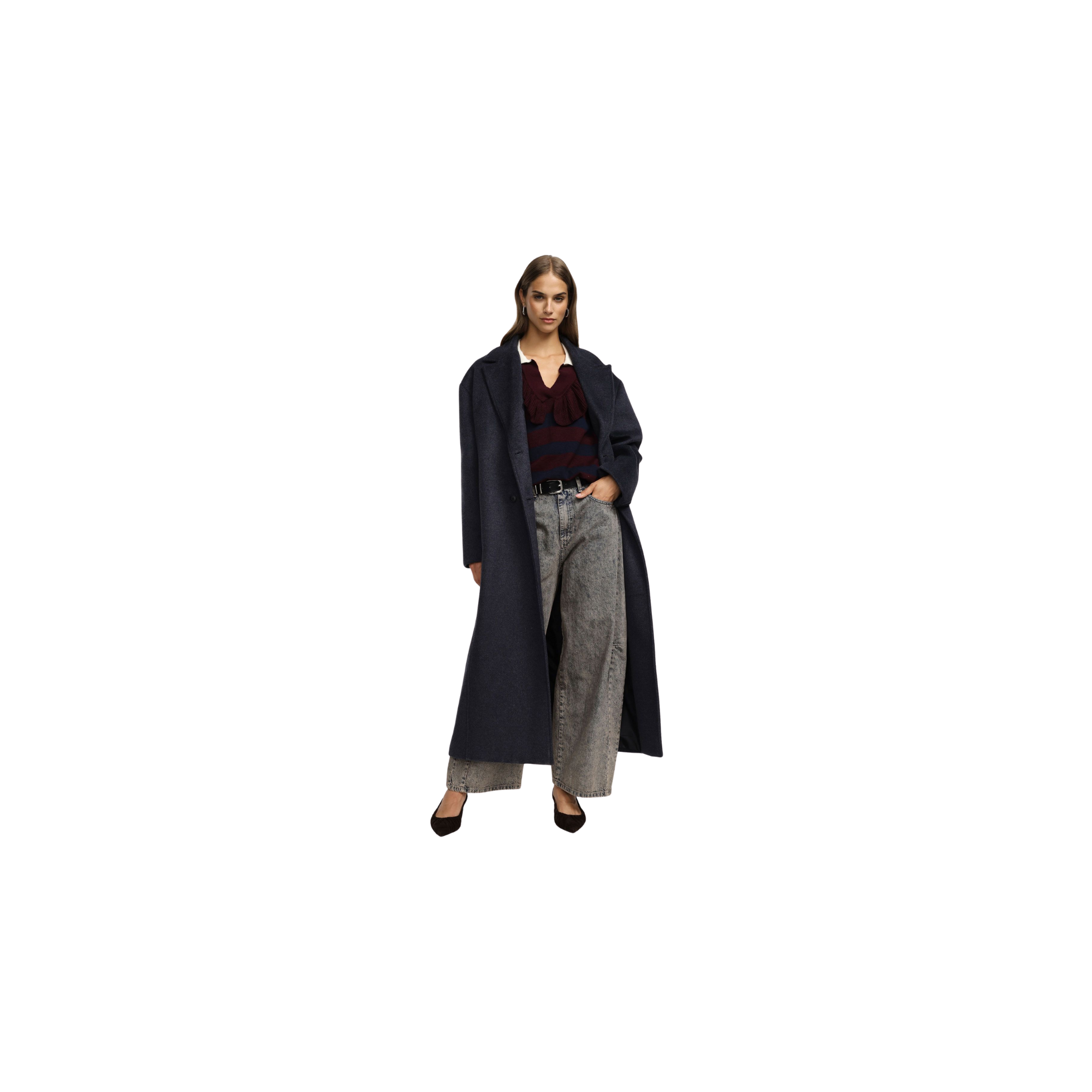 Please Cappotto lungo a doppio petto Antracite