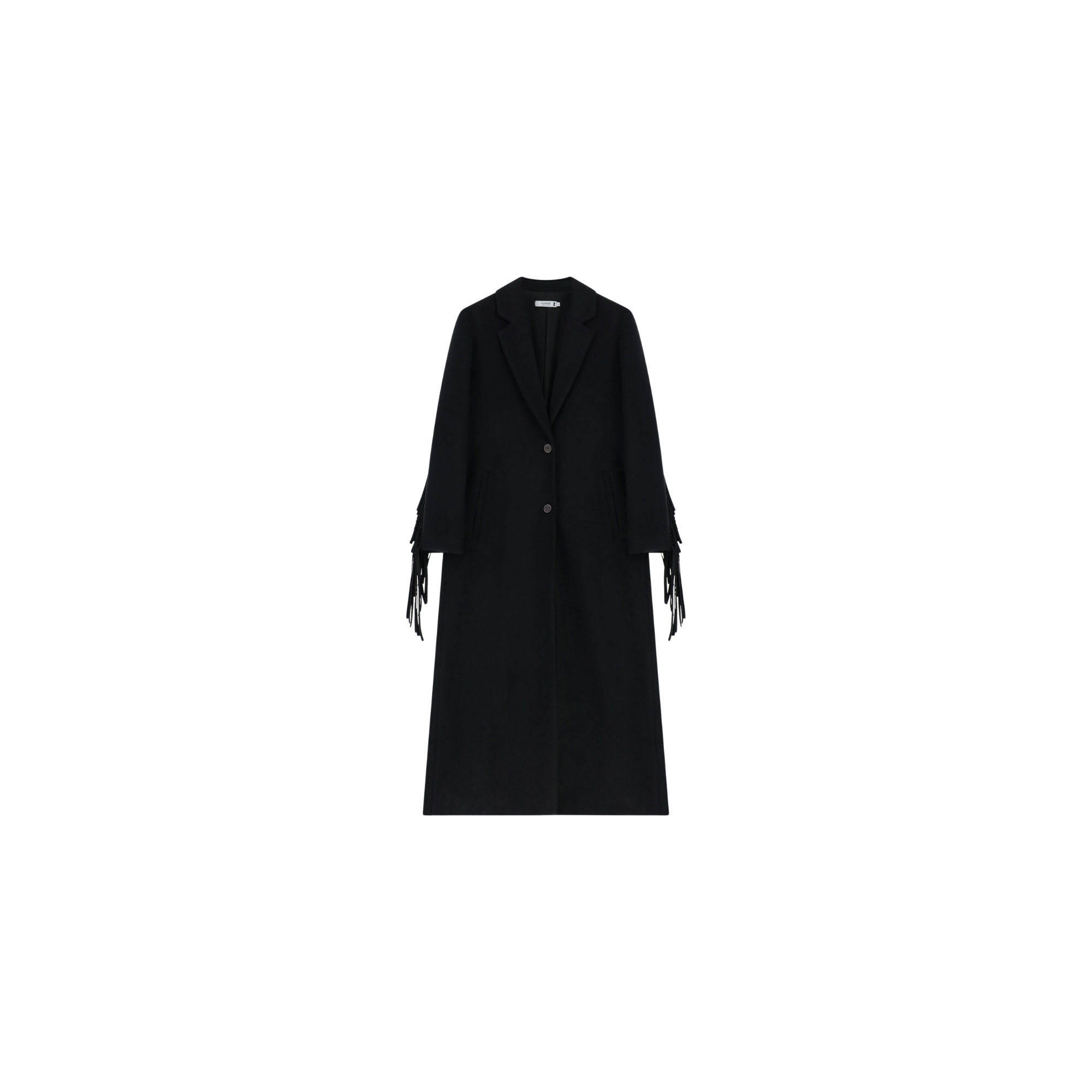 Please Cappotto lungo con frange Nero