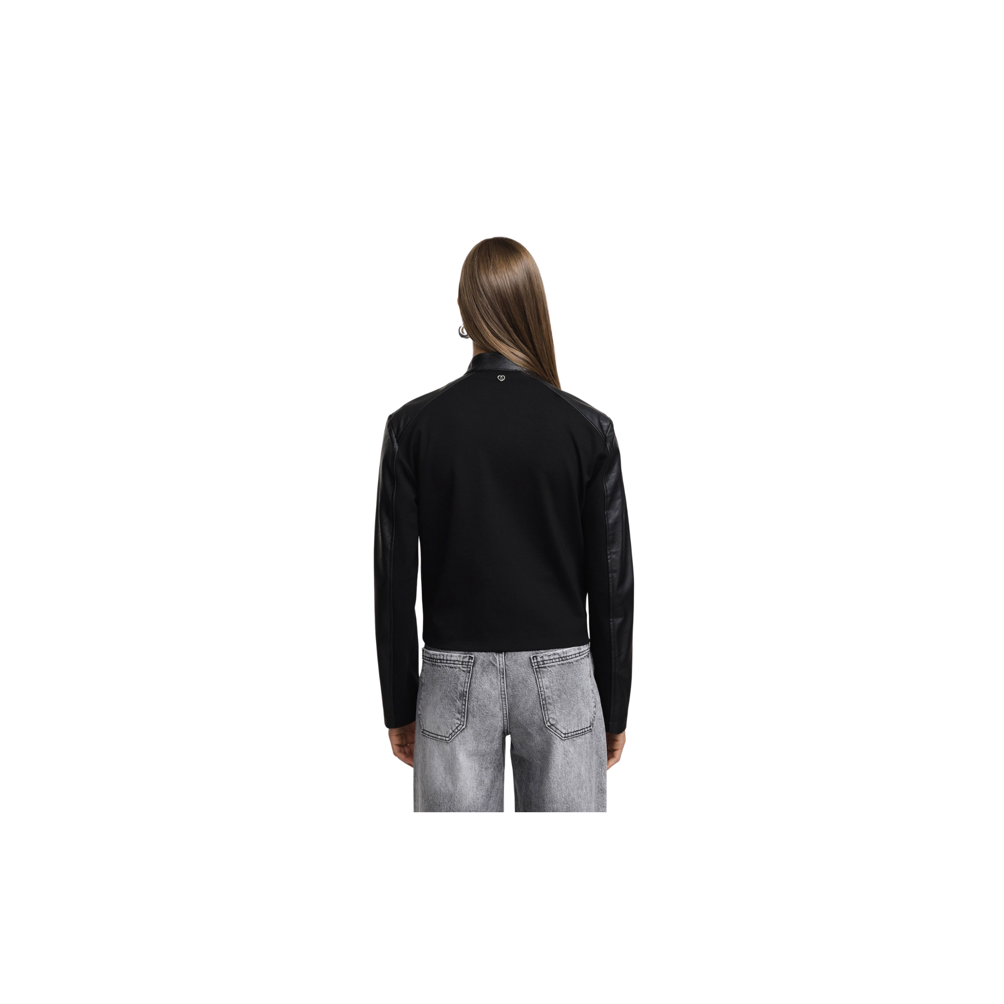 Please Giubbotto in similpelle con chiusura zip Nero