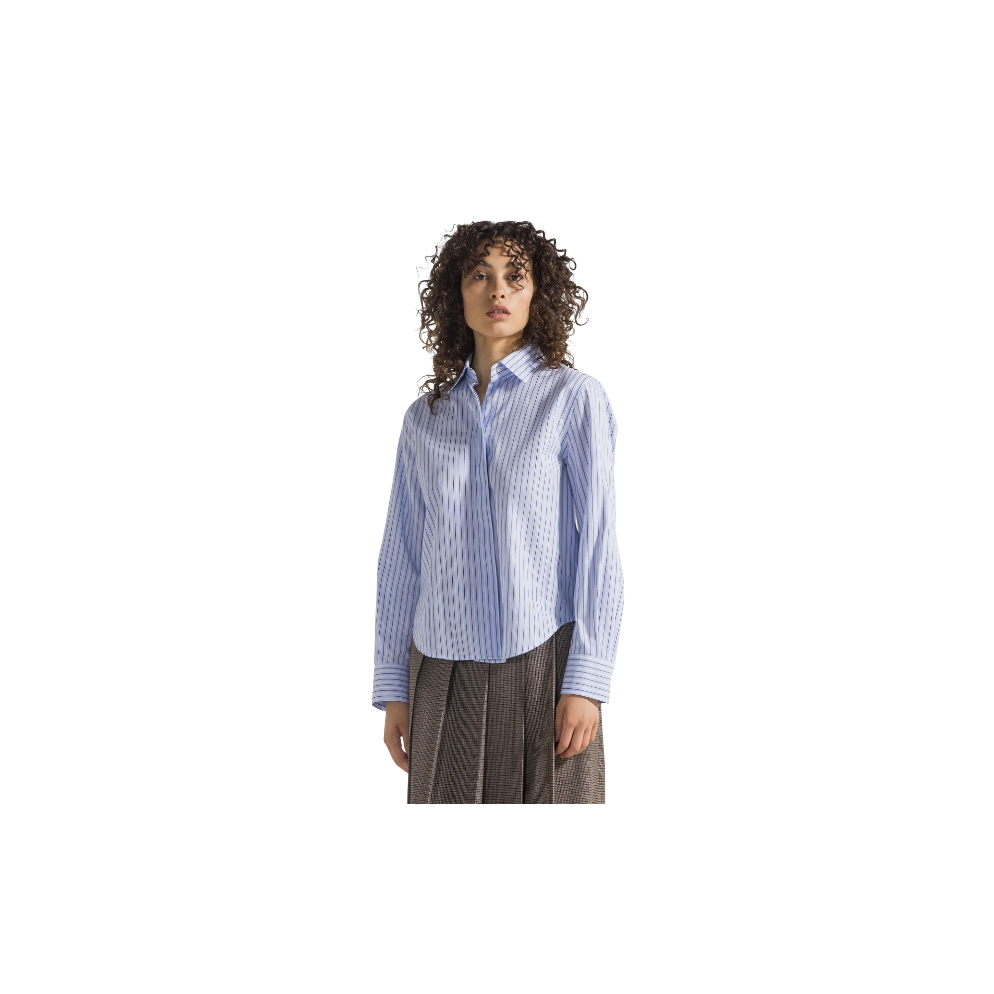 1970 Camicia in cotone a righe Azzurro