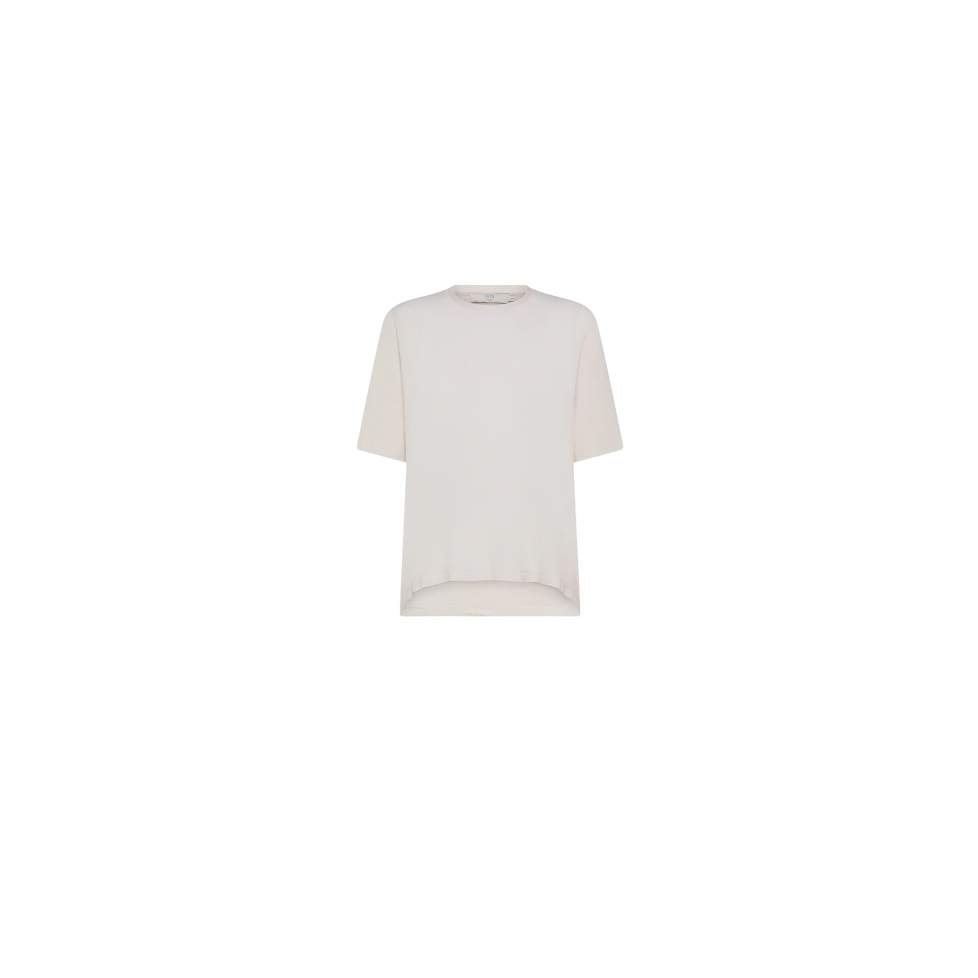 1970 T-shirt girocollo in jersey e misto seta Panna