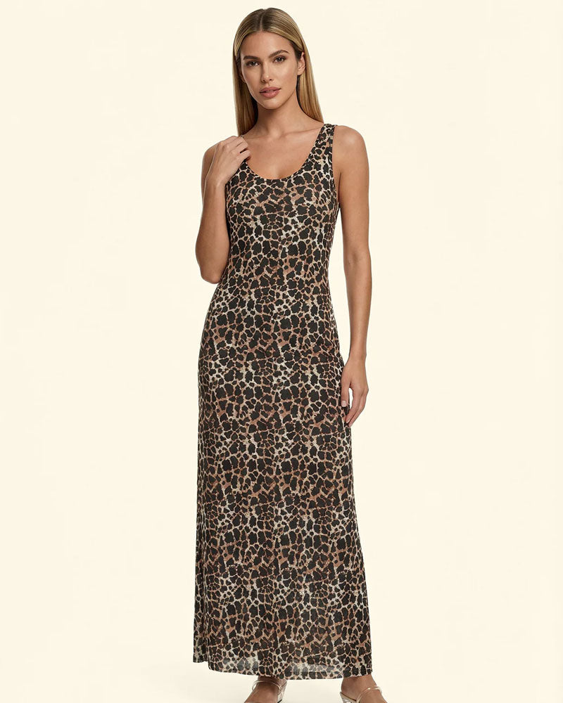 F**k Vestito Lungo con Fantasia Colore Animalier
