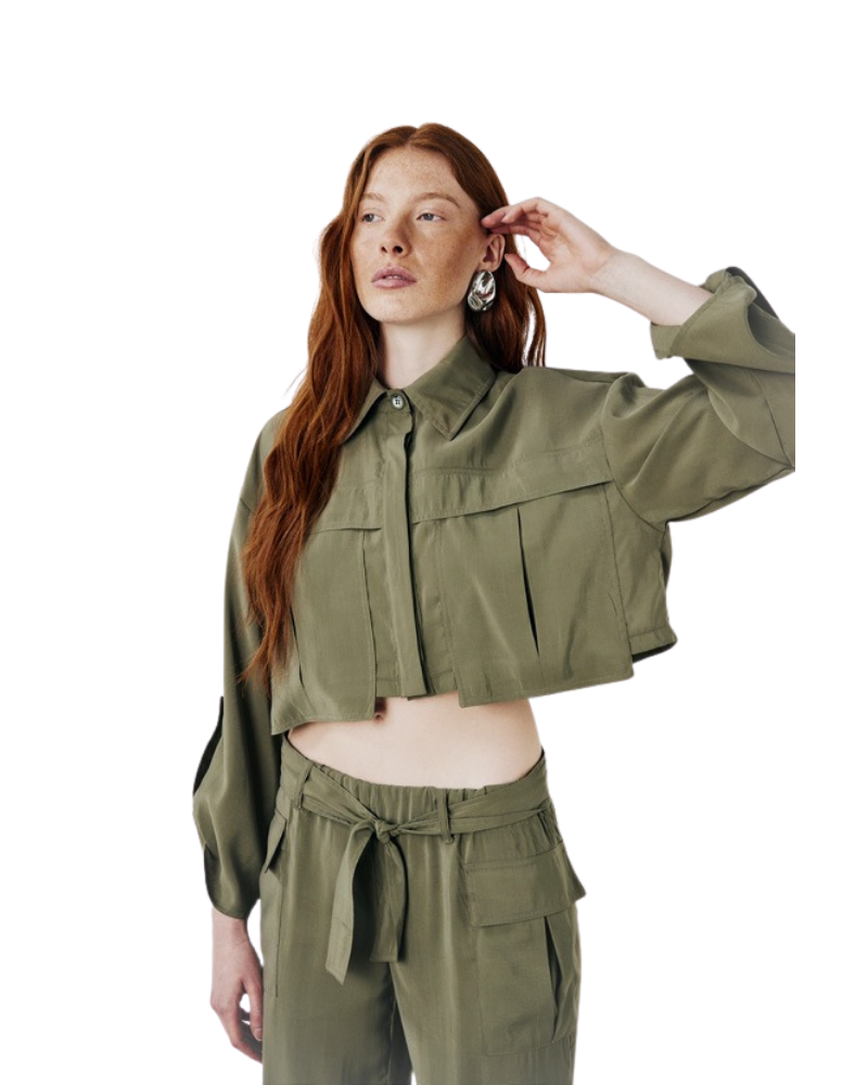 Amiuni Camicia Crop Colore Verde Militare