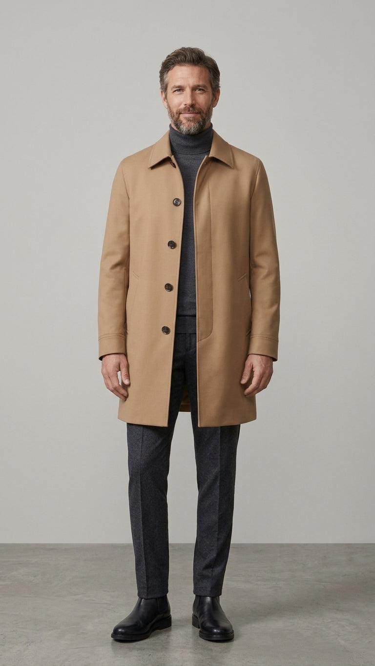 Bernese  Cappotto Uomo Elegante con Bottoni Colore Beige