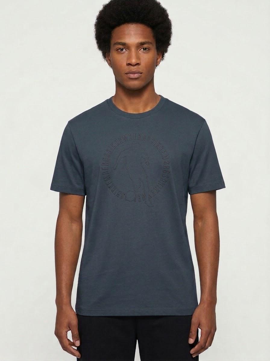 Bikkembergs T-Shirt Colore Blu con Logo Tono su Tono