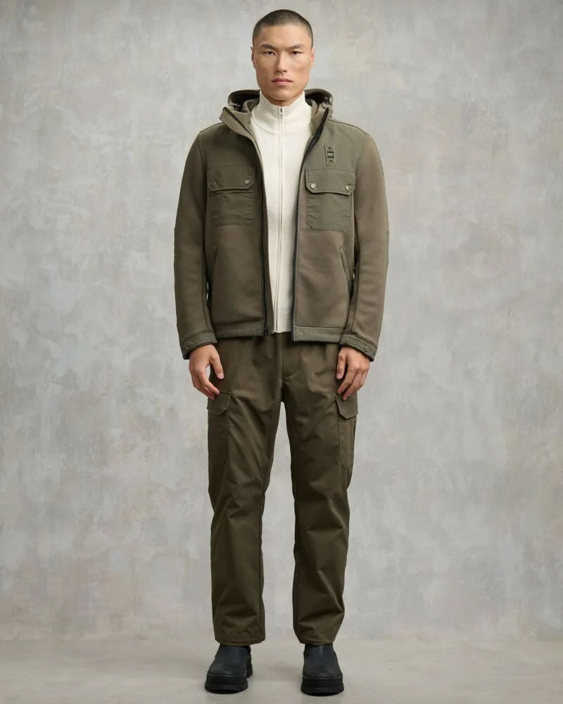 Blauer Felpa con Logo e Zip da Uomo Colore Verde Militare