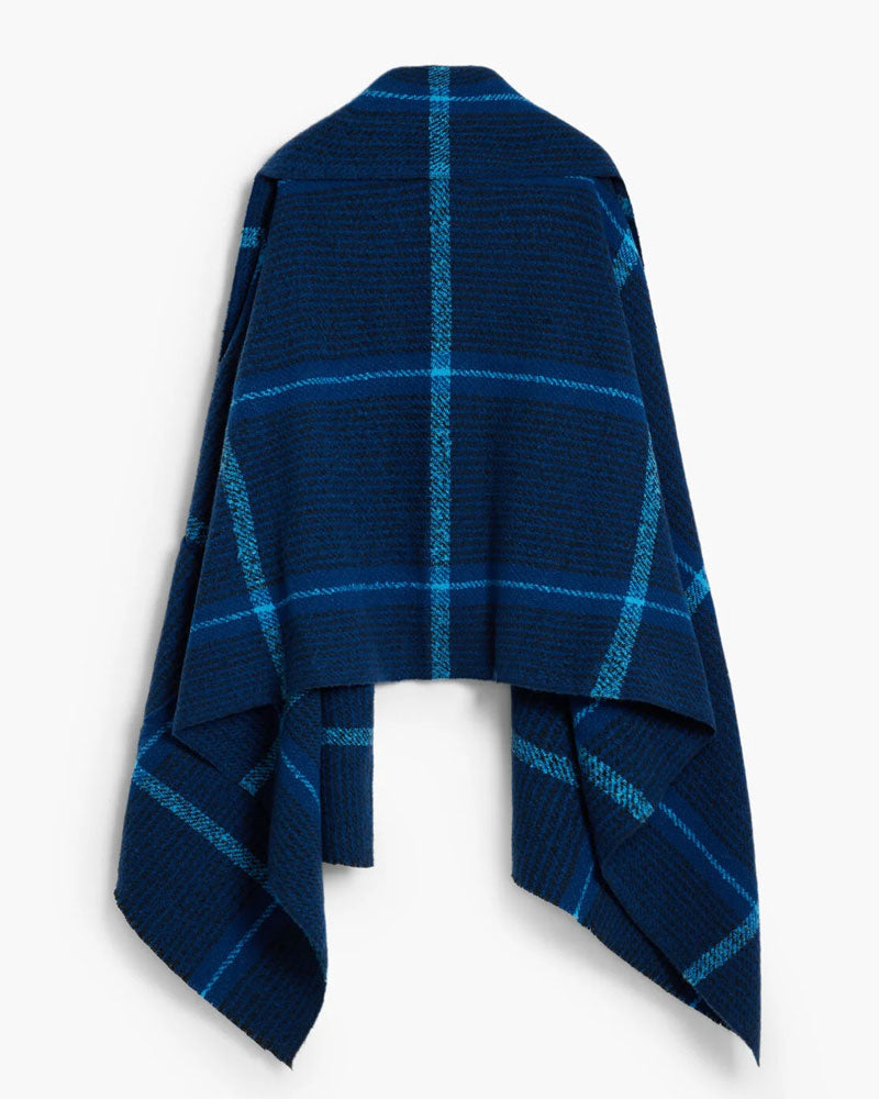 Blauer Sciarpa Mantella a Quadri da Donna Colore Blu