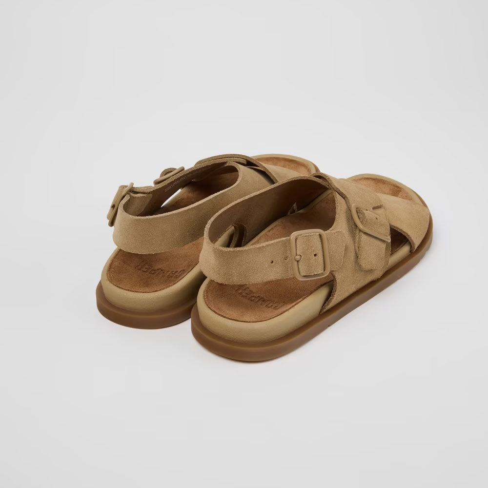 Camper Sandali Lluc in Pelle Scamosciata Colore Marrone