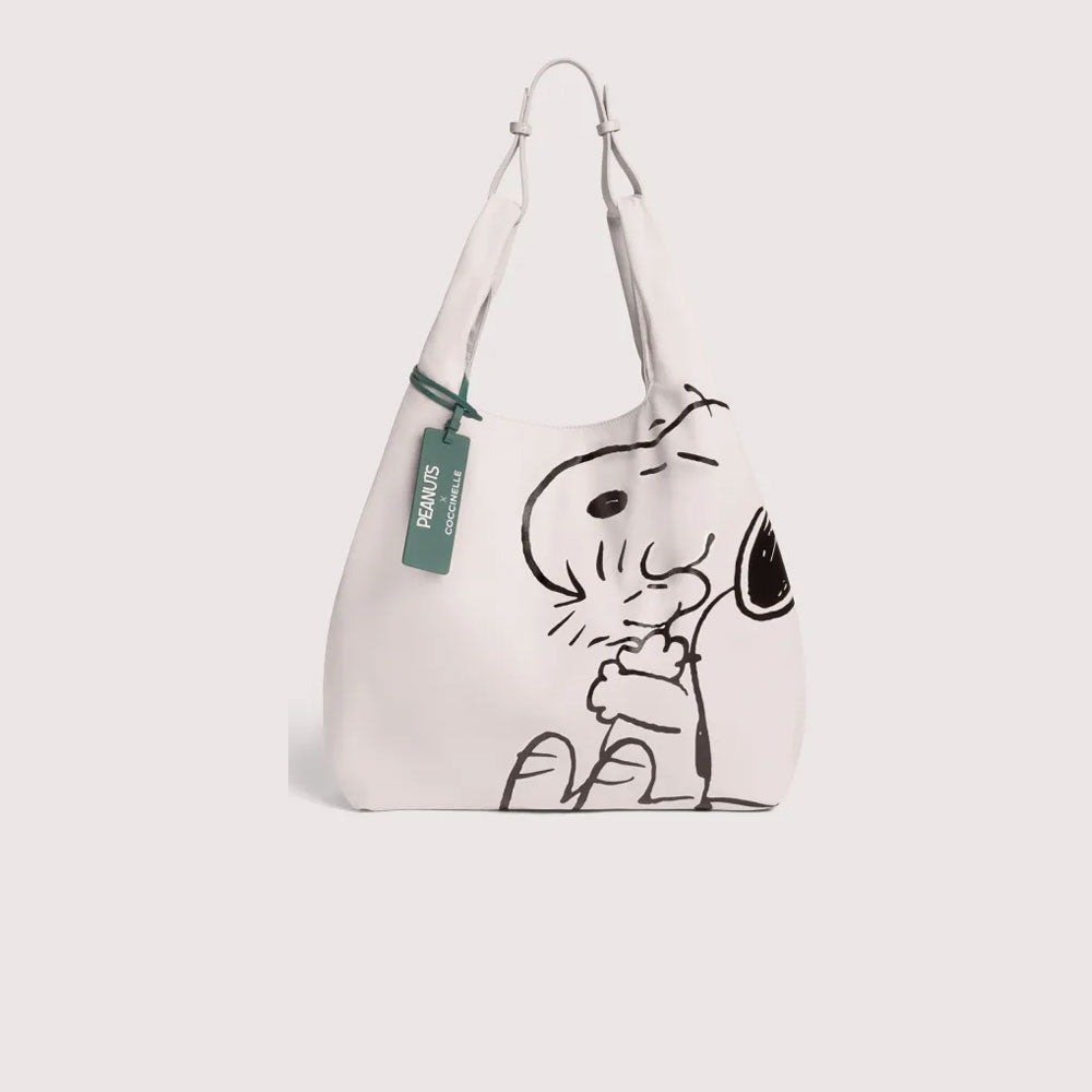 Coccinelle Borsa Peanuts con Stampa Colore Bianco