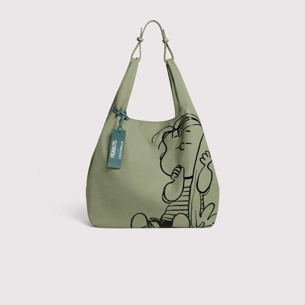 Coccinelle Borsa Peanuts con Stampa Colore Verde