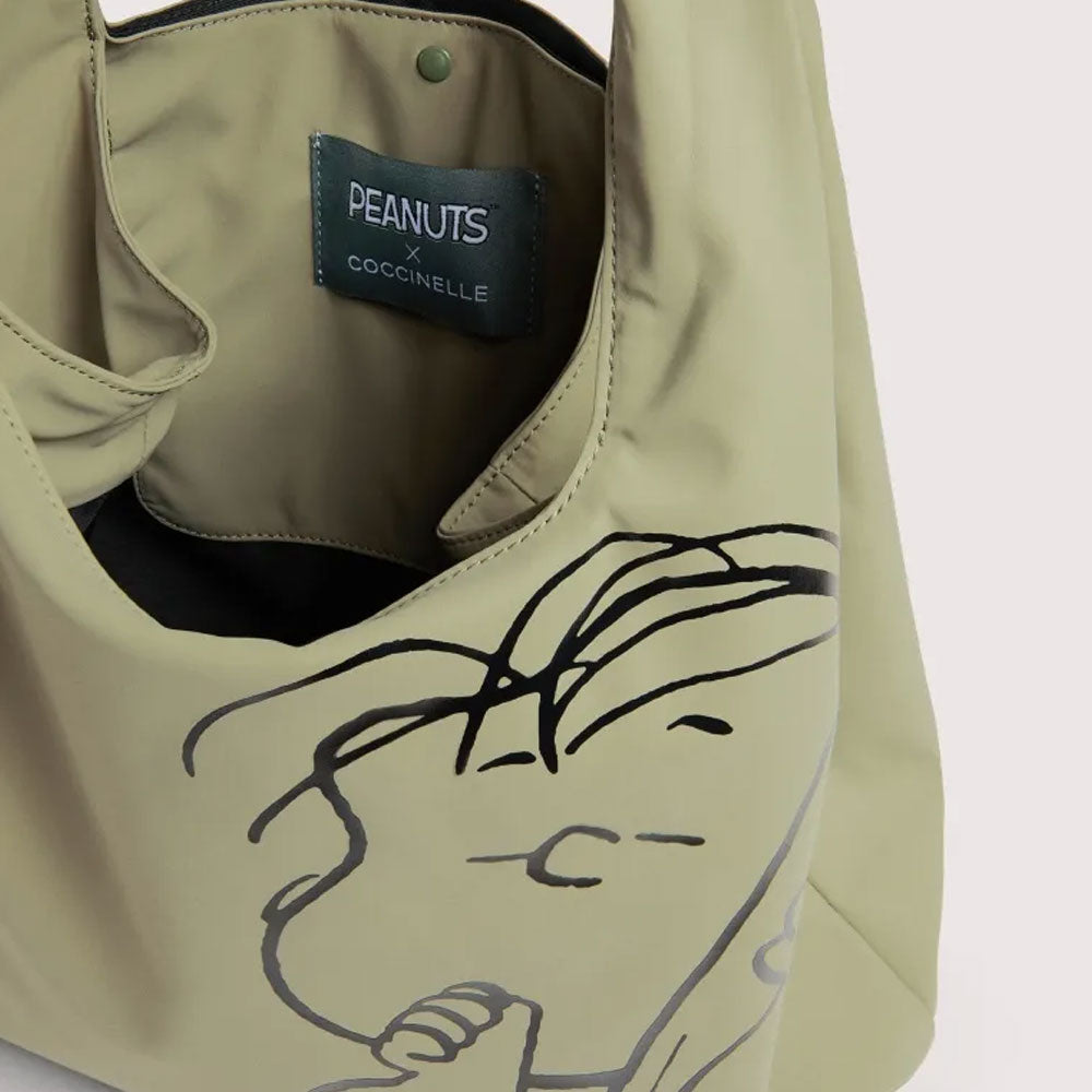 Coccinelle Borsa Peanuts con Stampa Colore Verde